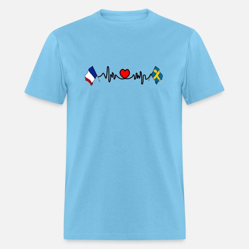 Cardio heart with flag France and flag Sweden