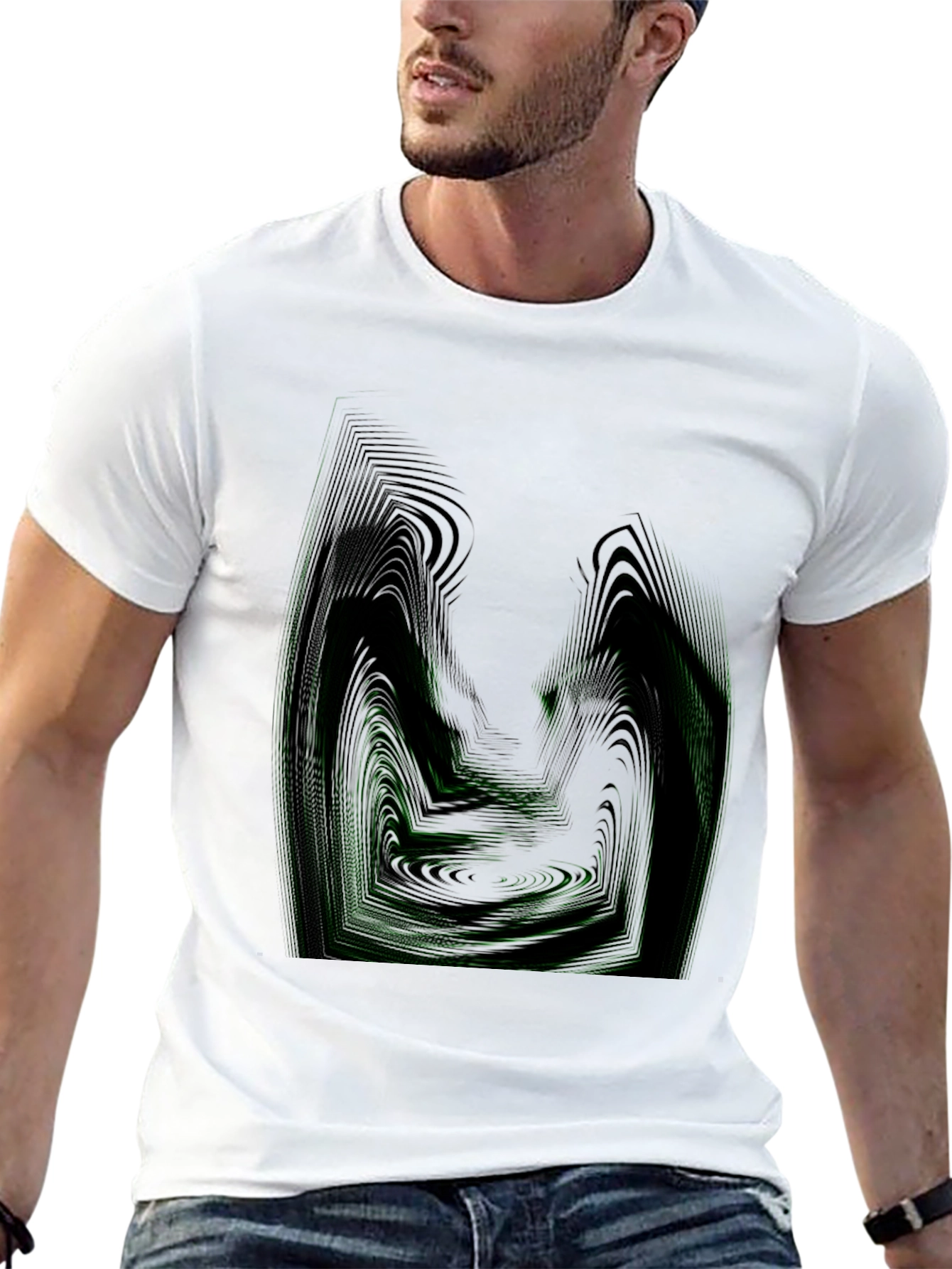 Abstract Green Line Art T-Shirt
