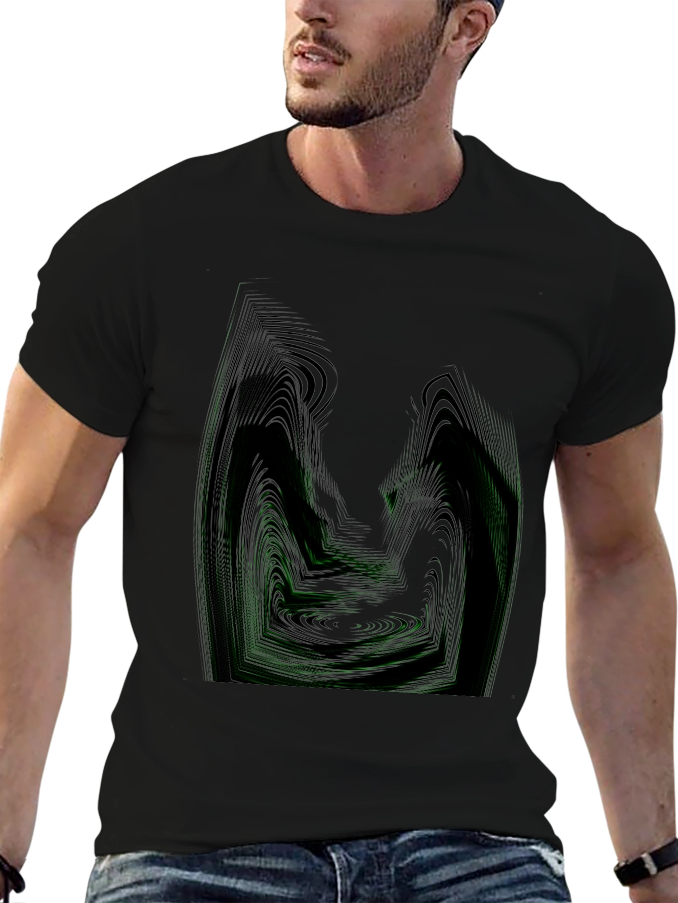 Abstract Green Line Art T-Shirt