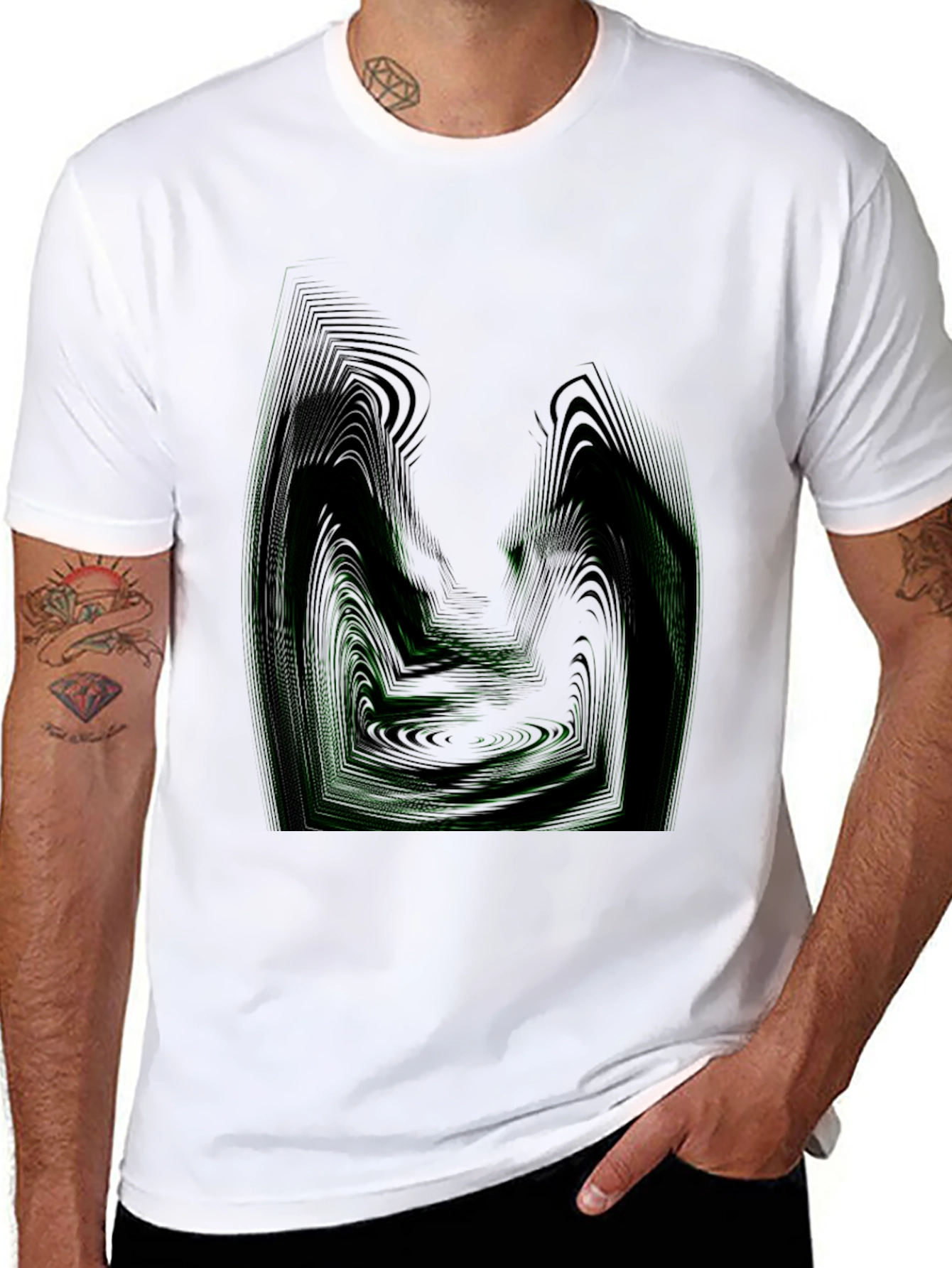 Abstract Green Line Art T-Shirt