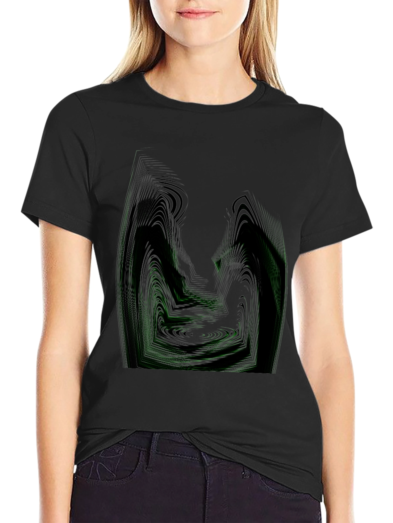 Abstract Green Line Art T-Shirt