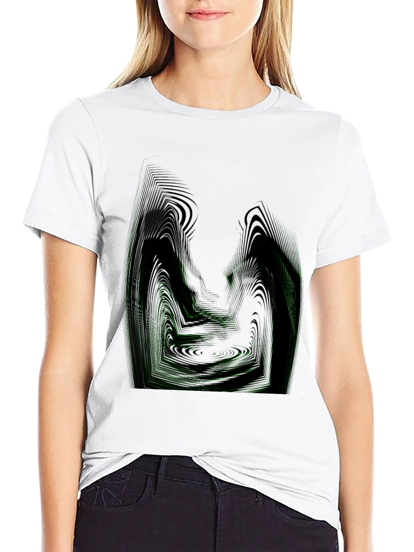 Abstract Green Line Art T-Shirt