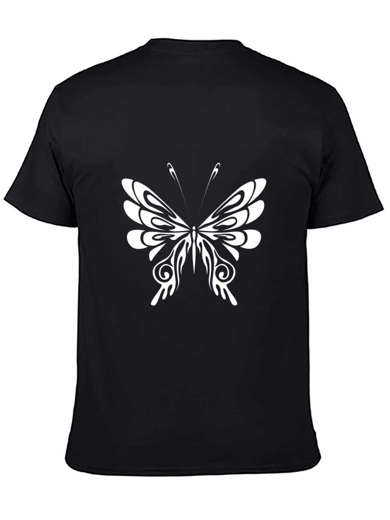 Tribal Butterfly Graphic Black T-Shirt