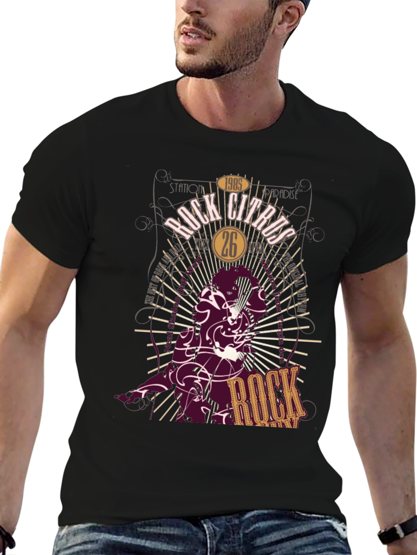 Rock Citrus Graphic Print T-Shirt - Station Paradise Tee