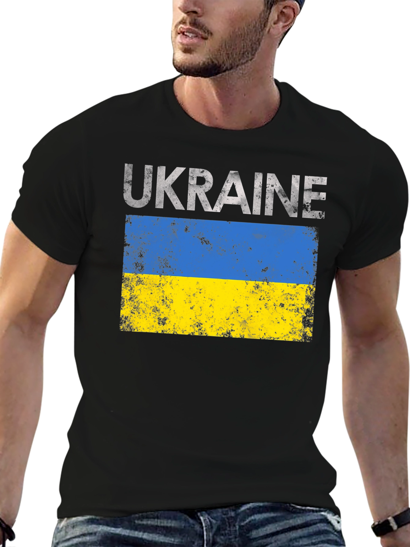 Ukraine Flag Graphic Tee - Black Unisex T-Shirt