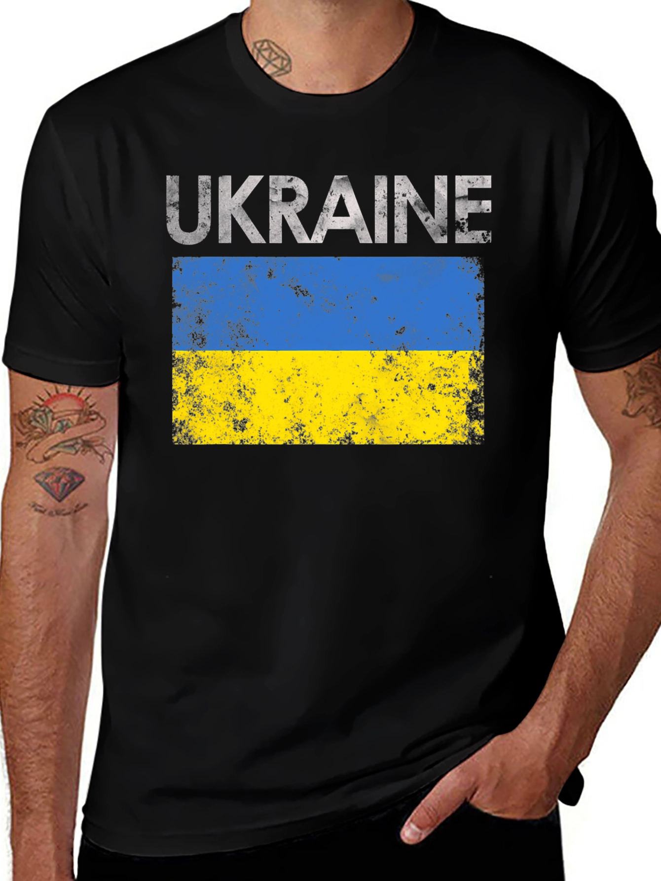 Ukraine Flag Graphic Tee - Black Unisex T-Shirt