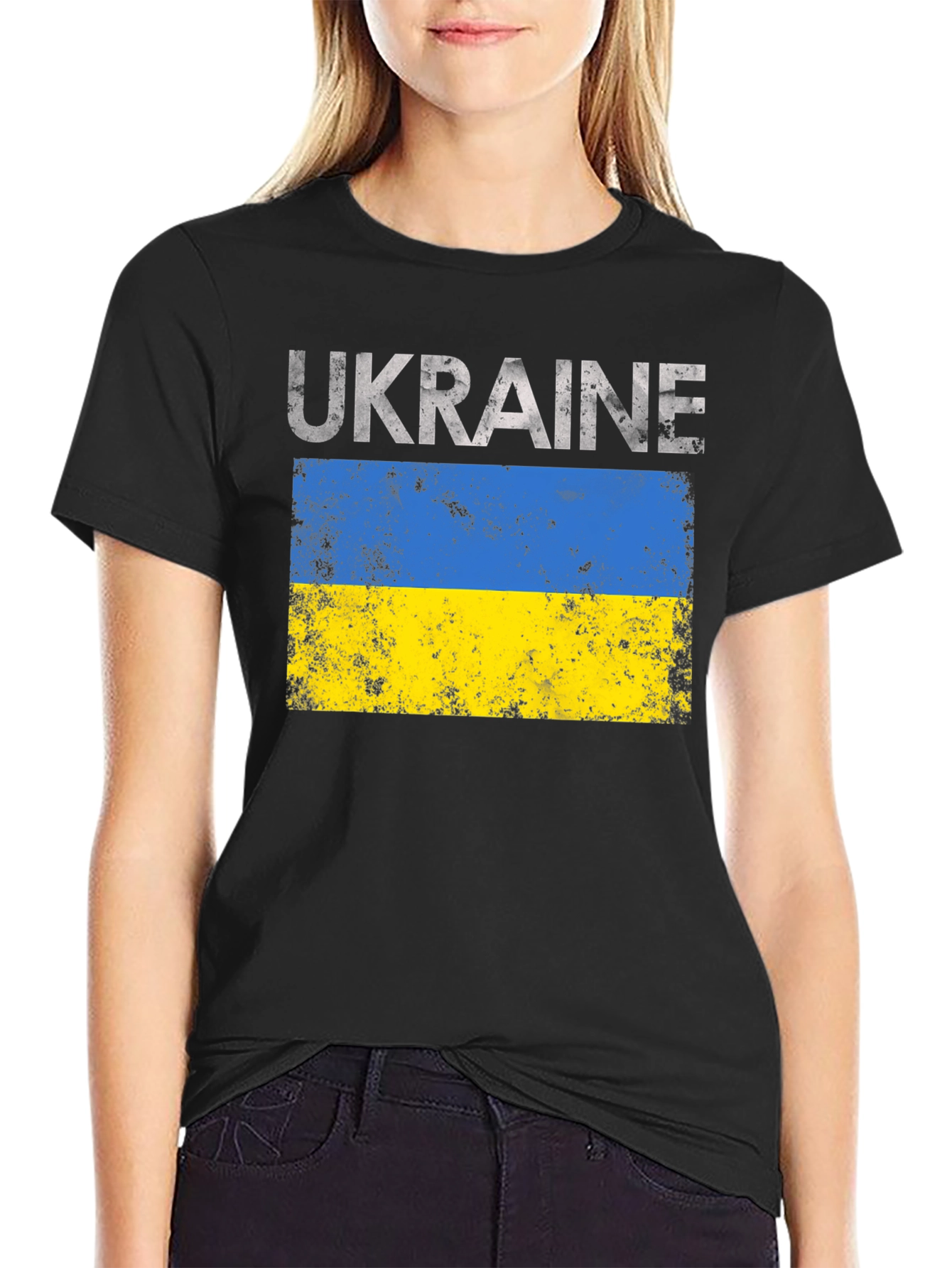 Ukraine Flag Graphic Tee - Black Unisex T-Shirt