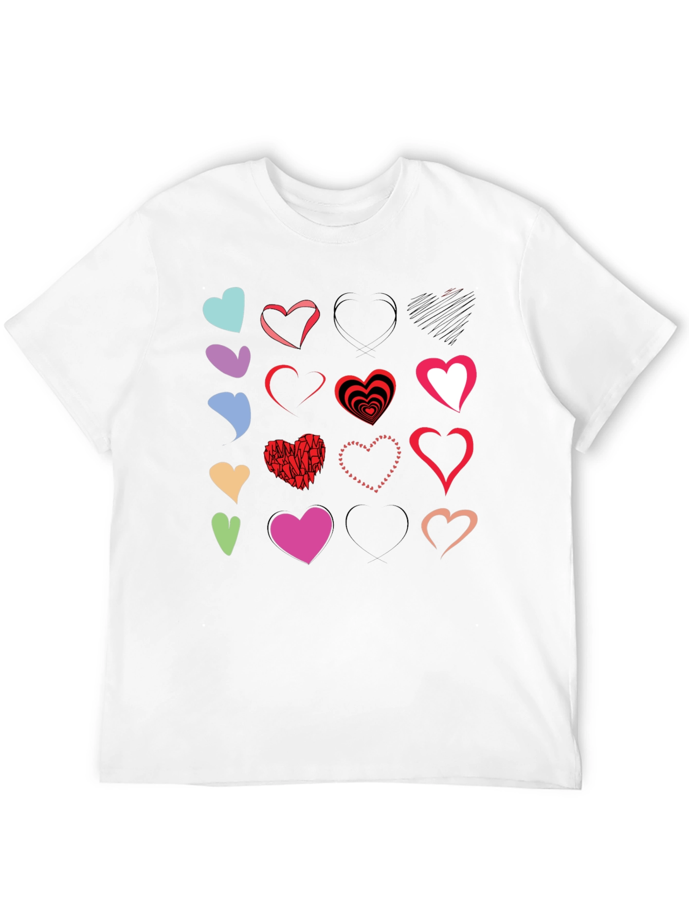 Heart Print Black T-Shirt - Graphic Design Tee