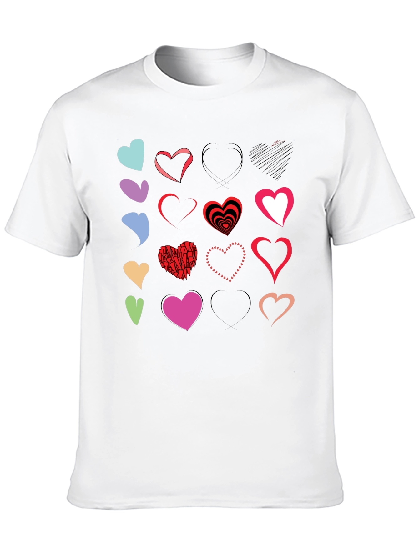 Heart Print Black T-Shirt - Graphic Design Tee