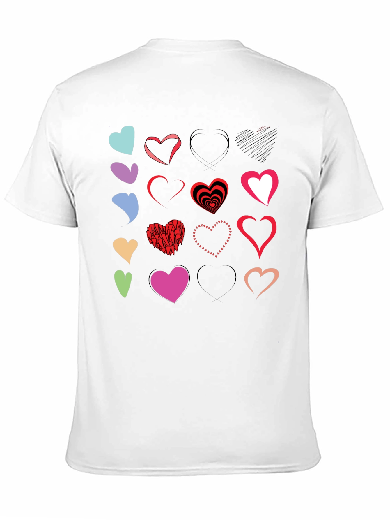 Heart Print Black T-Shirt - Graphic Design Tee