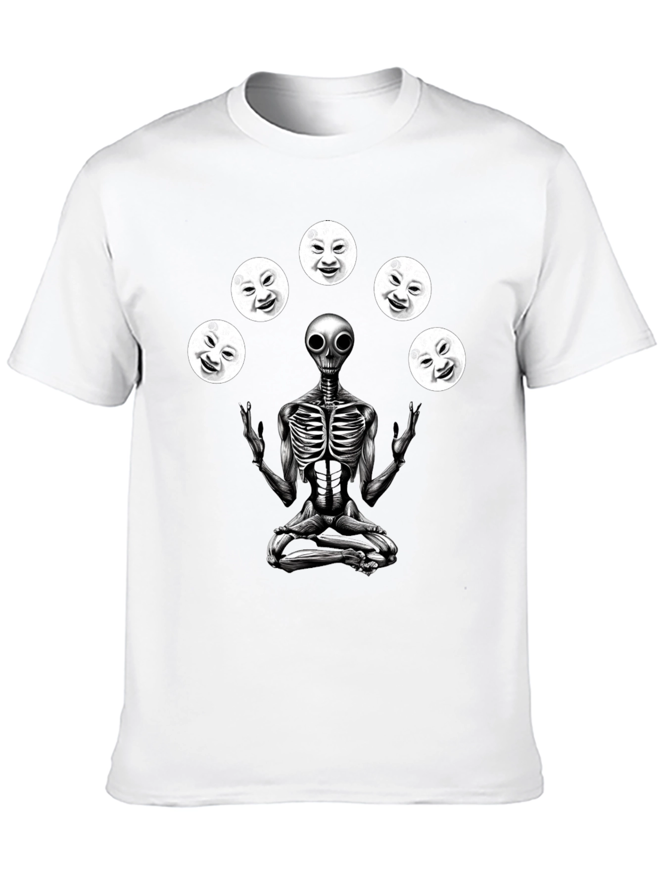 Alien Juggling Moon Faces Graphic T-Shirt