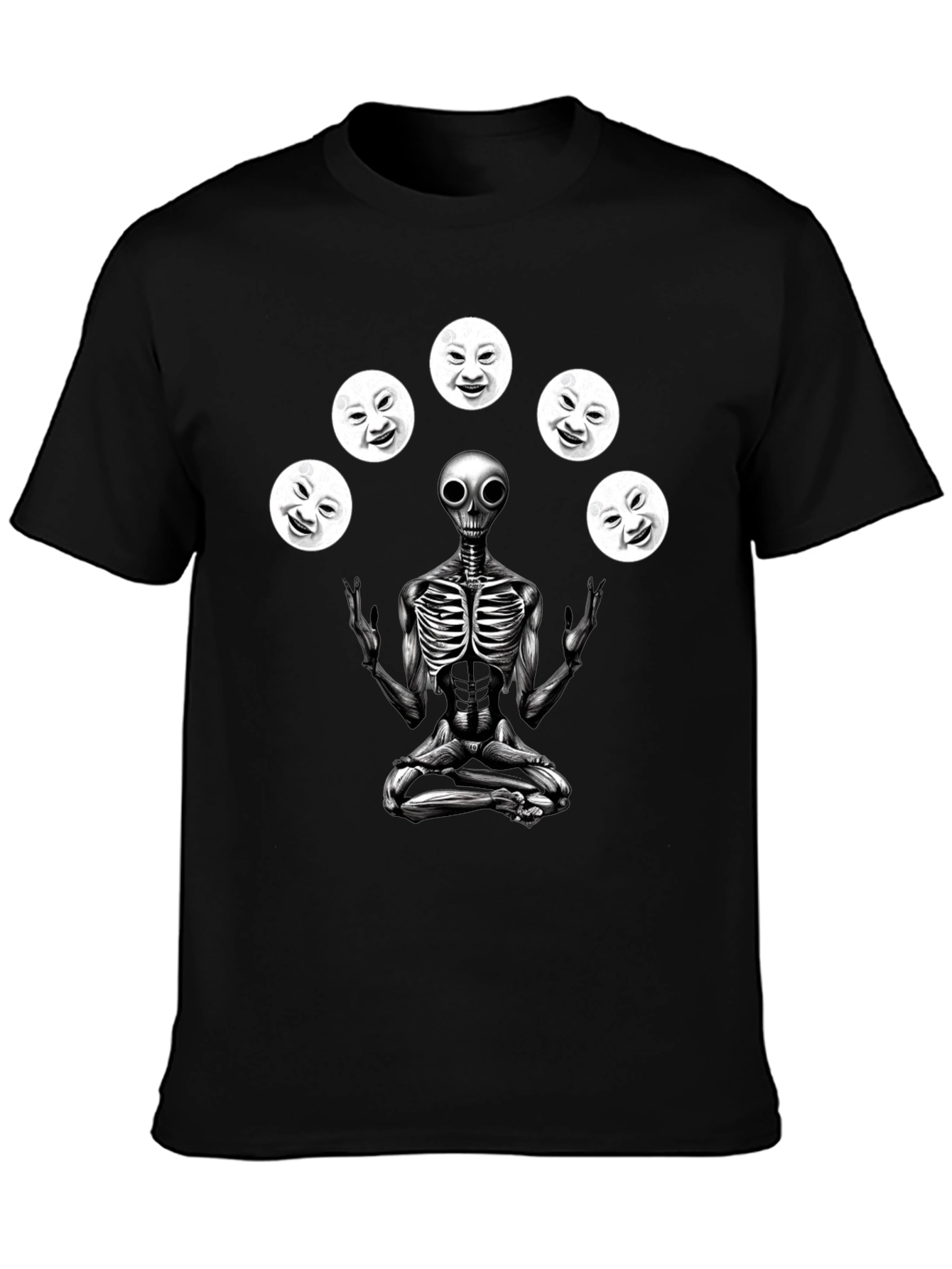 Alien Juggling Moon Faces Graphic T-Shirt