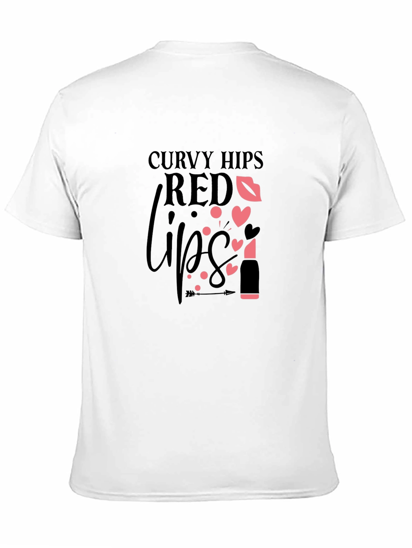Curvy Hips Red Lips Black Graphic Tee