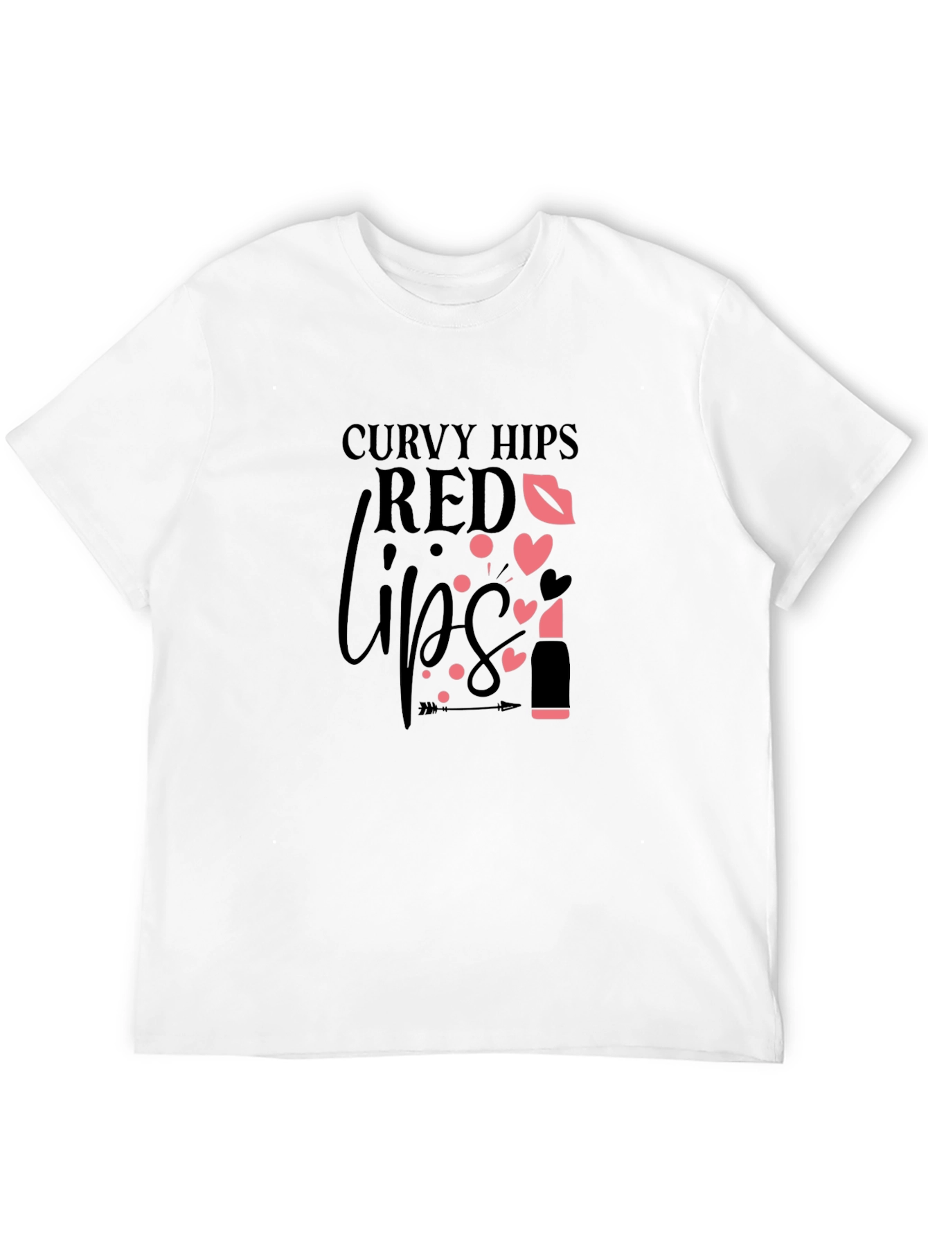 Curvy Hips Red Lips Black Graphic Tee