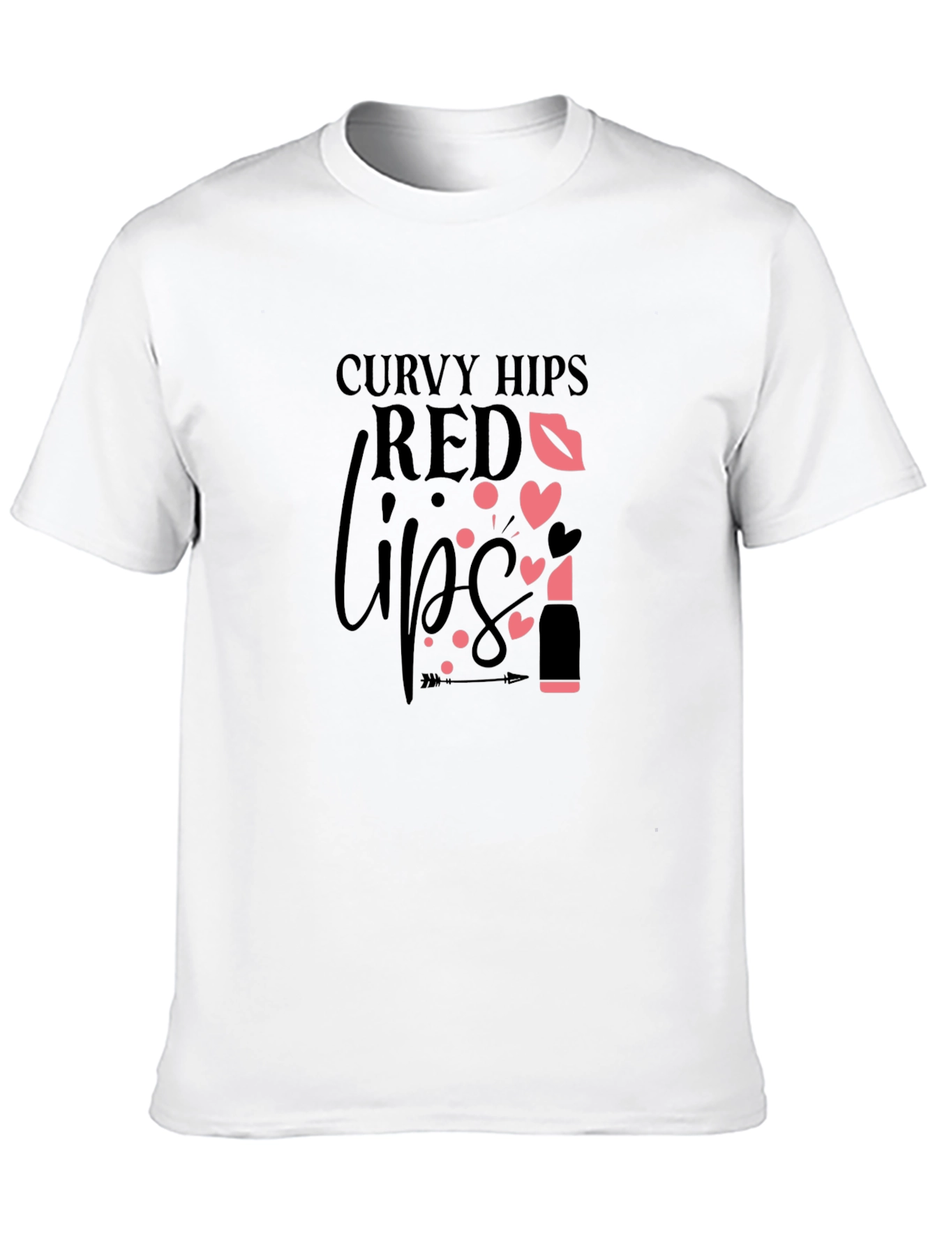 Curvy Hips Red Lips Black Graphic Tee