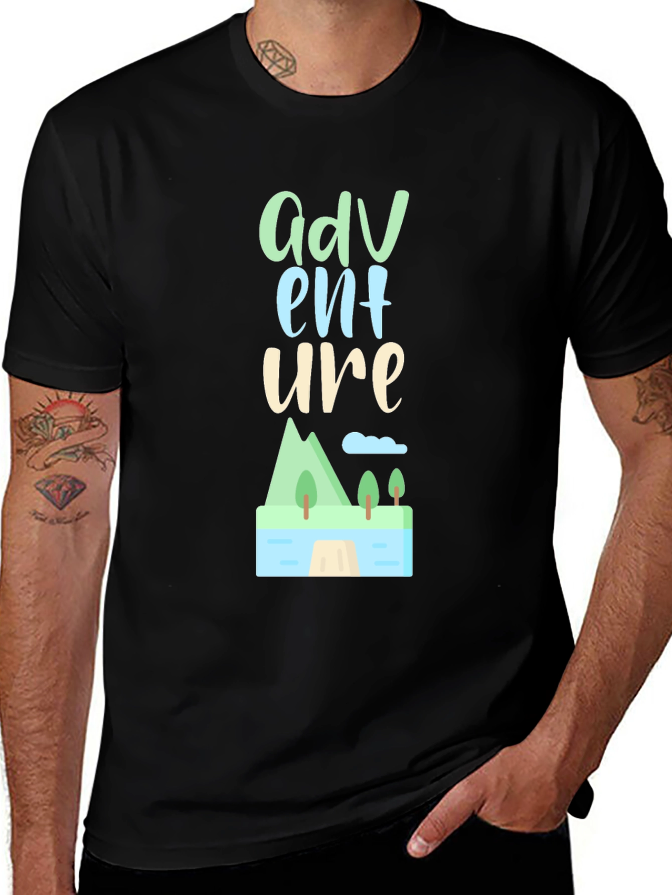Adventure Graphic Tee - Stylish Black Cotton T-Shirt