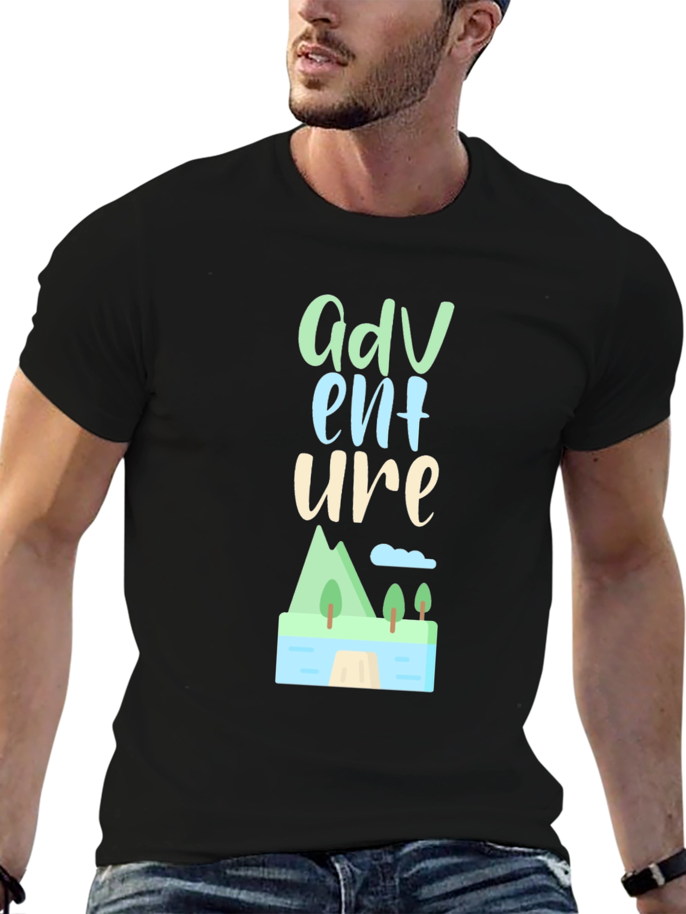 Adventure Graphic Tee - Stylish Black Cotton T-Shirt