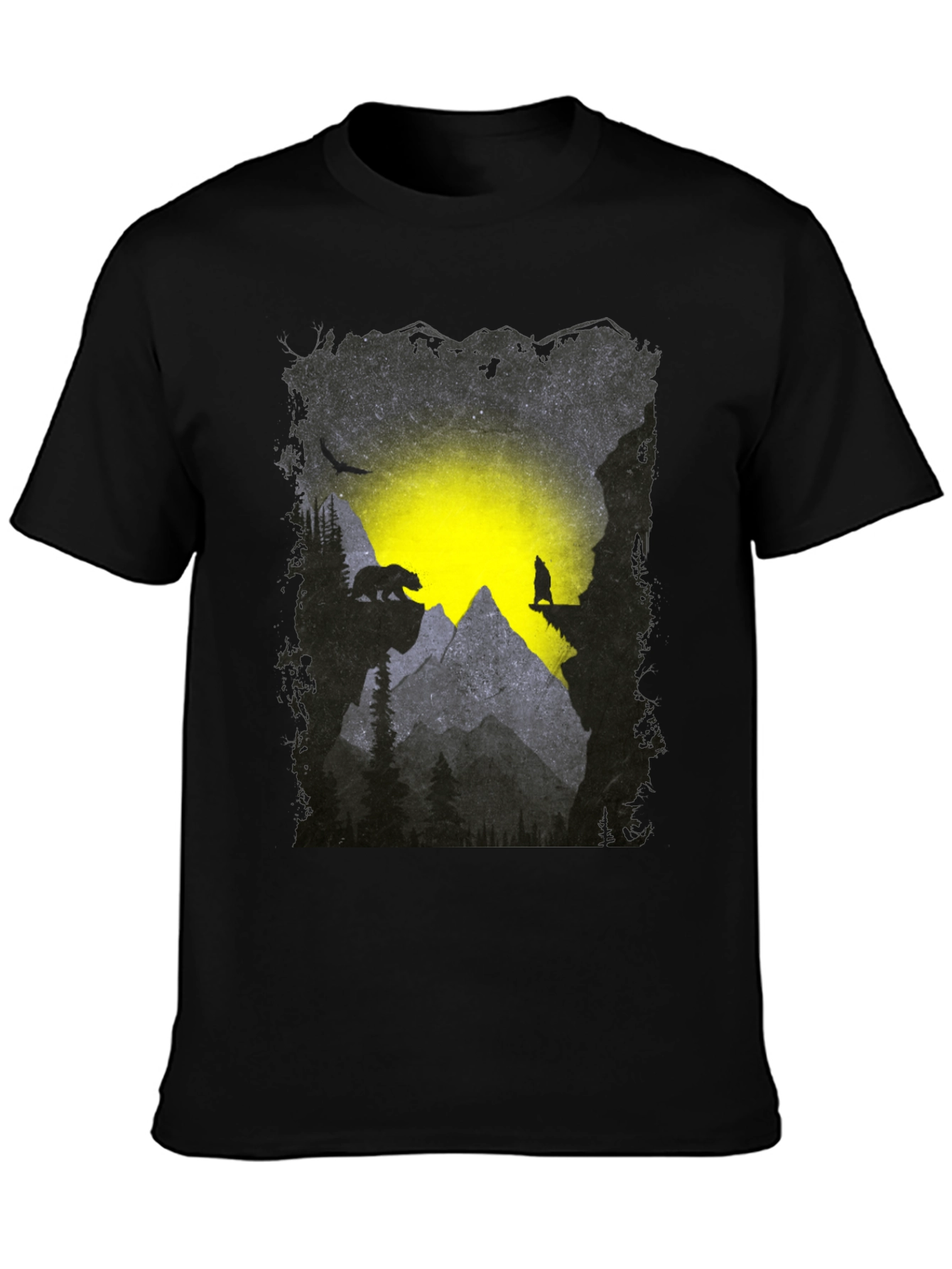 Mountain Bear and Wolf Graphic Tee
