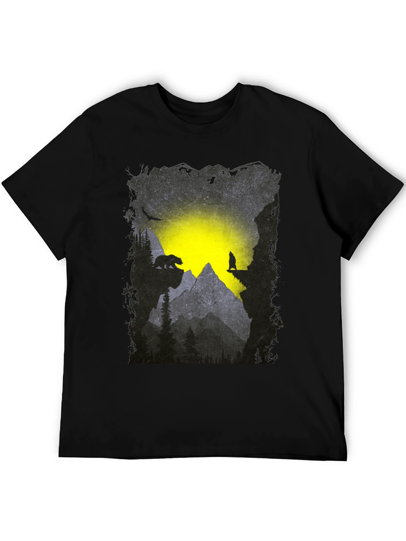 Mountain Bear and Wolf Graphic Tee