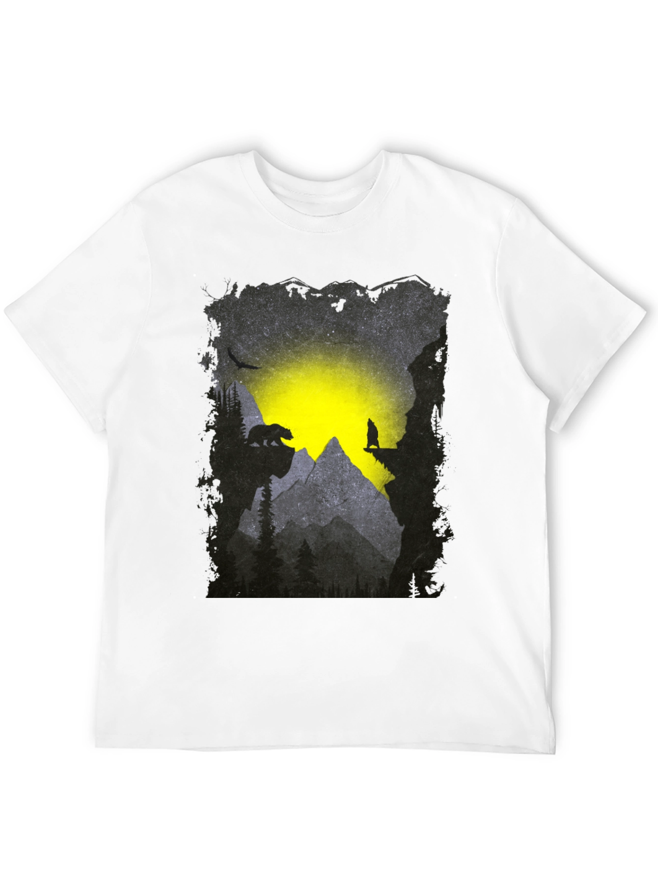 Mountain Bear and Wolf Graphic Tee