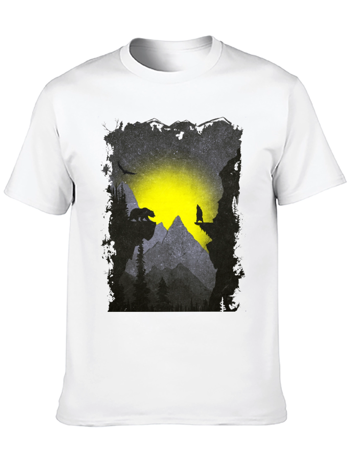 Mountain Bear and Wolf Graphic Tee