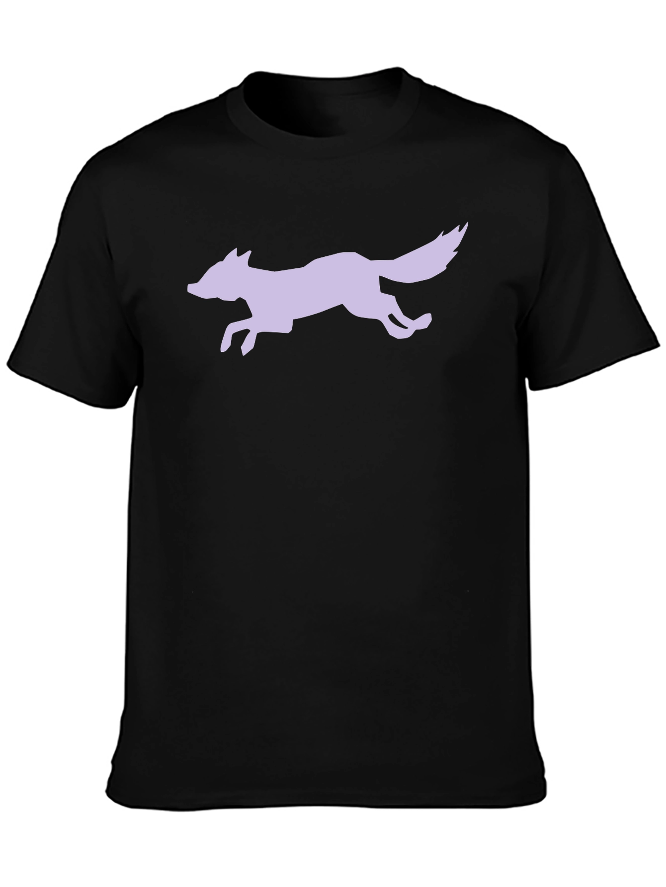Black T-Shirt with Lilac Running Fox Design