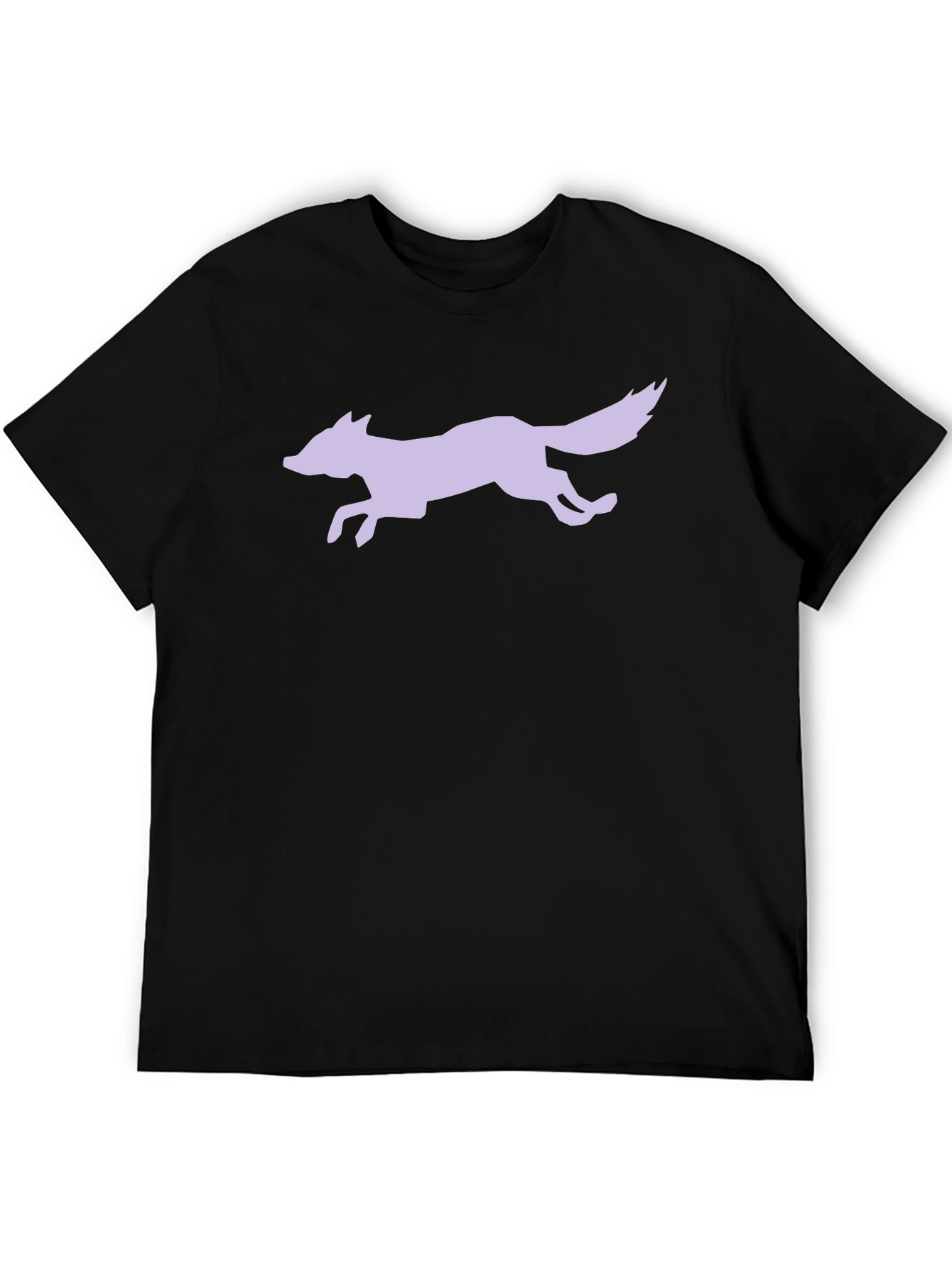 Black T-Shirt with Lilac Running Fox Design