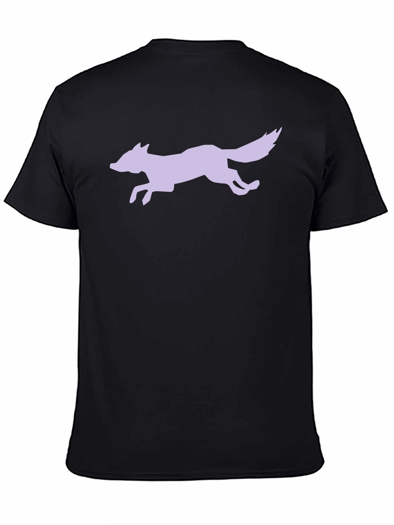 Black T-Shirt with Lilac Running Fox Design