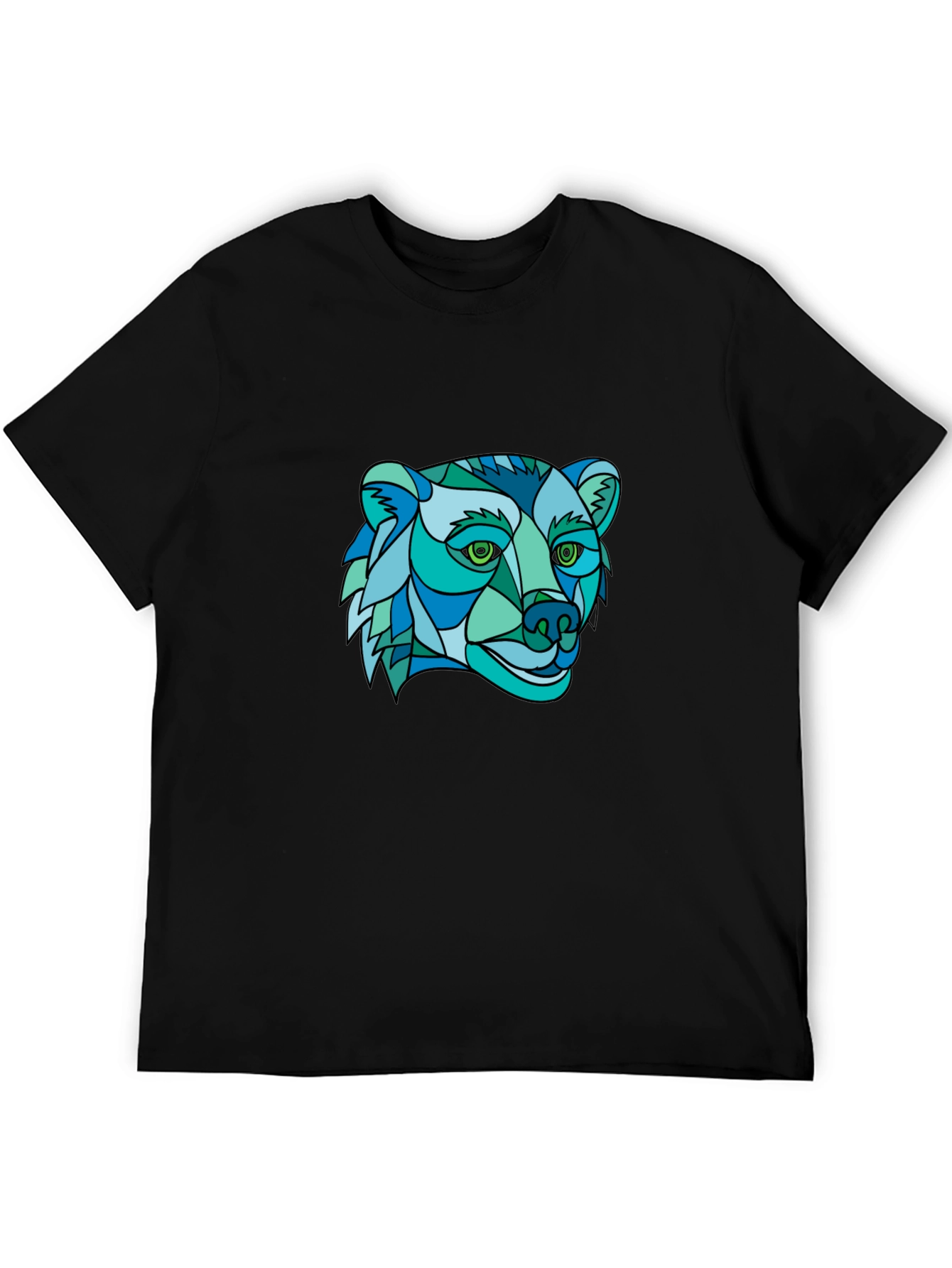 Geometric Bear Graphic Tee - Stylish Mens Black T-Shirt