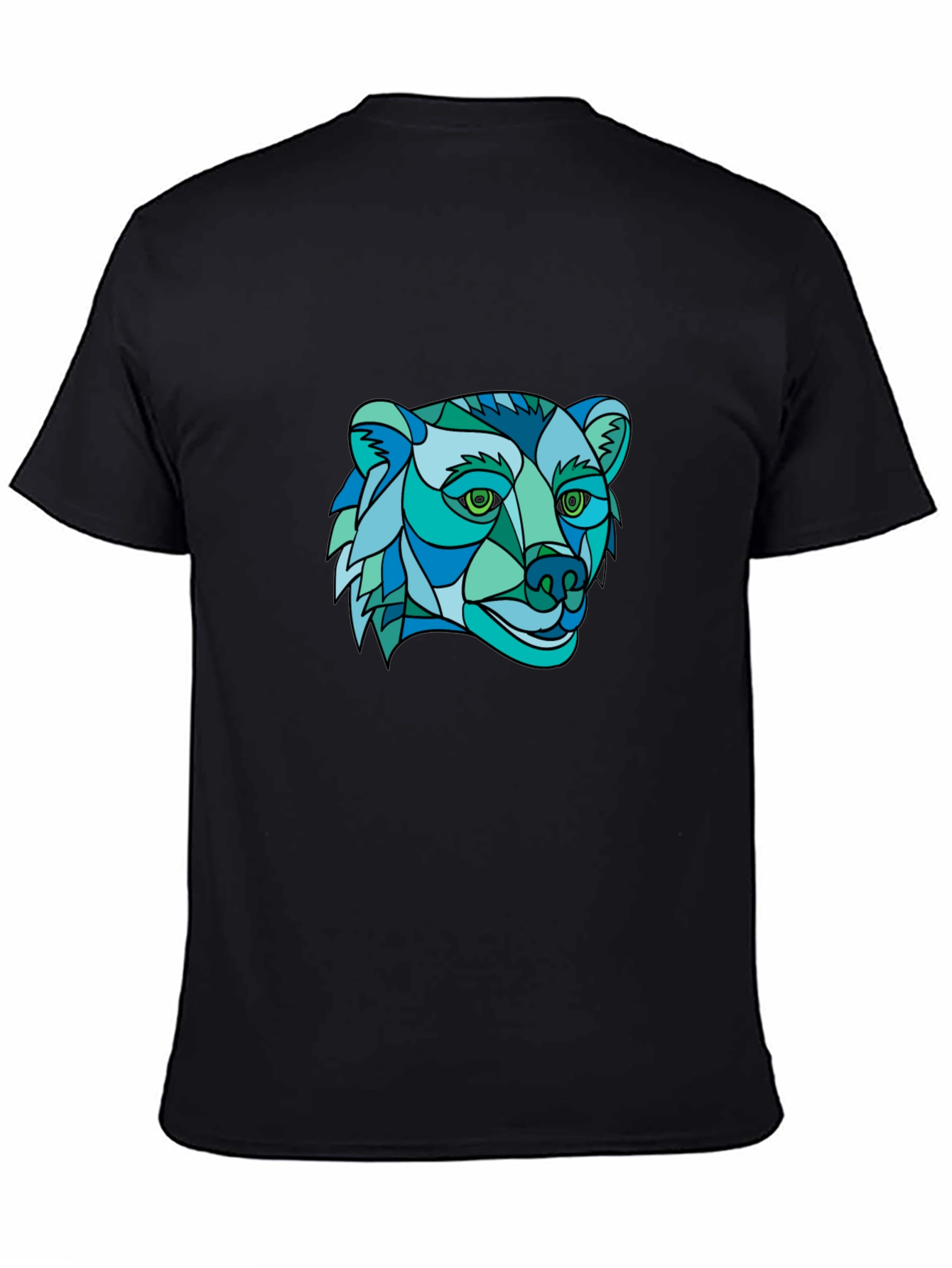 Geometric Bear Graphic Tee - Stylish Mens Black T-Shirt