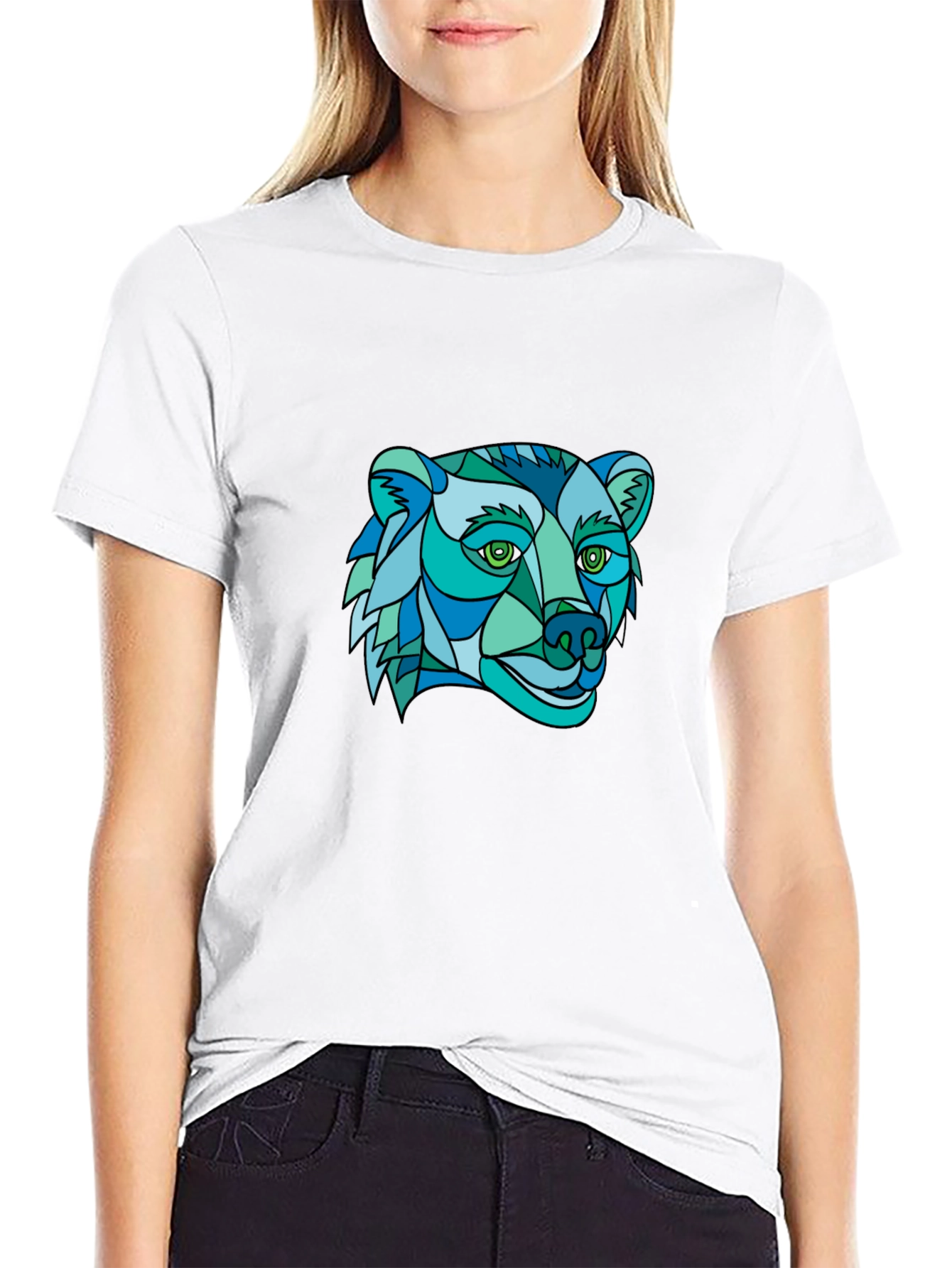 Geometric Bear Graphic Tee - Stylish Mens Black T-Shirt