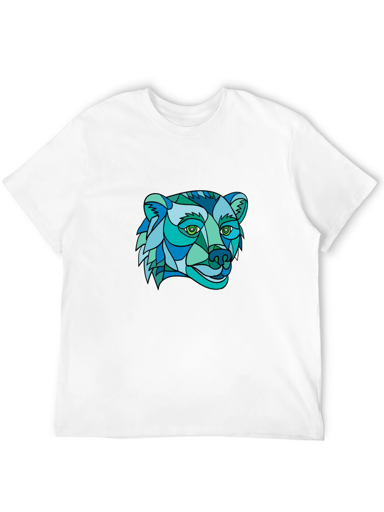 Geometric Bear Graphic Tee - Stylish Mens Black T-Shirt