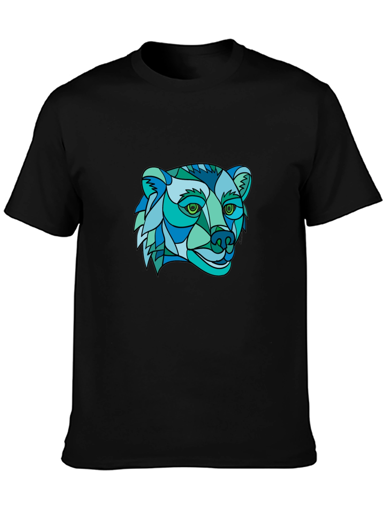 Geometric Bear Graphic Tee - Stylish Mens Black T-Shirt