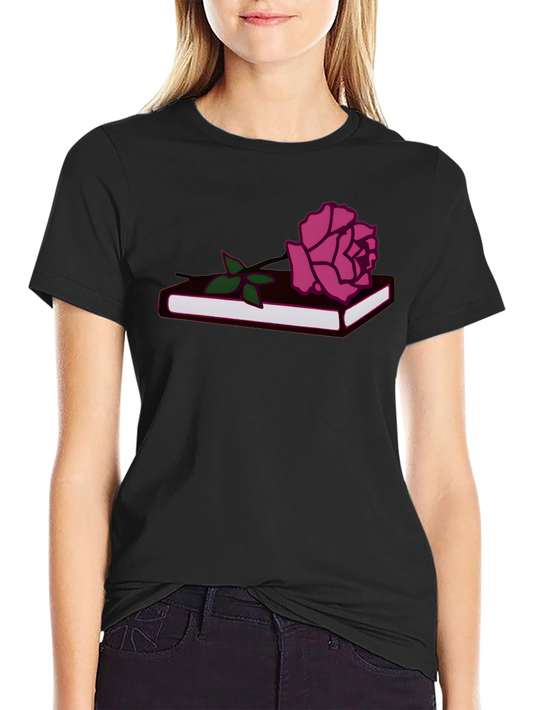 Rose on Book Graphic Tee - Stylish Comfort