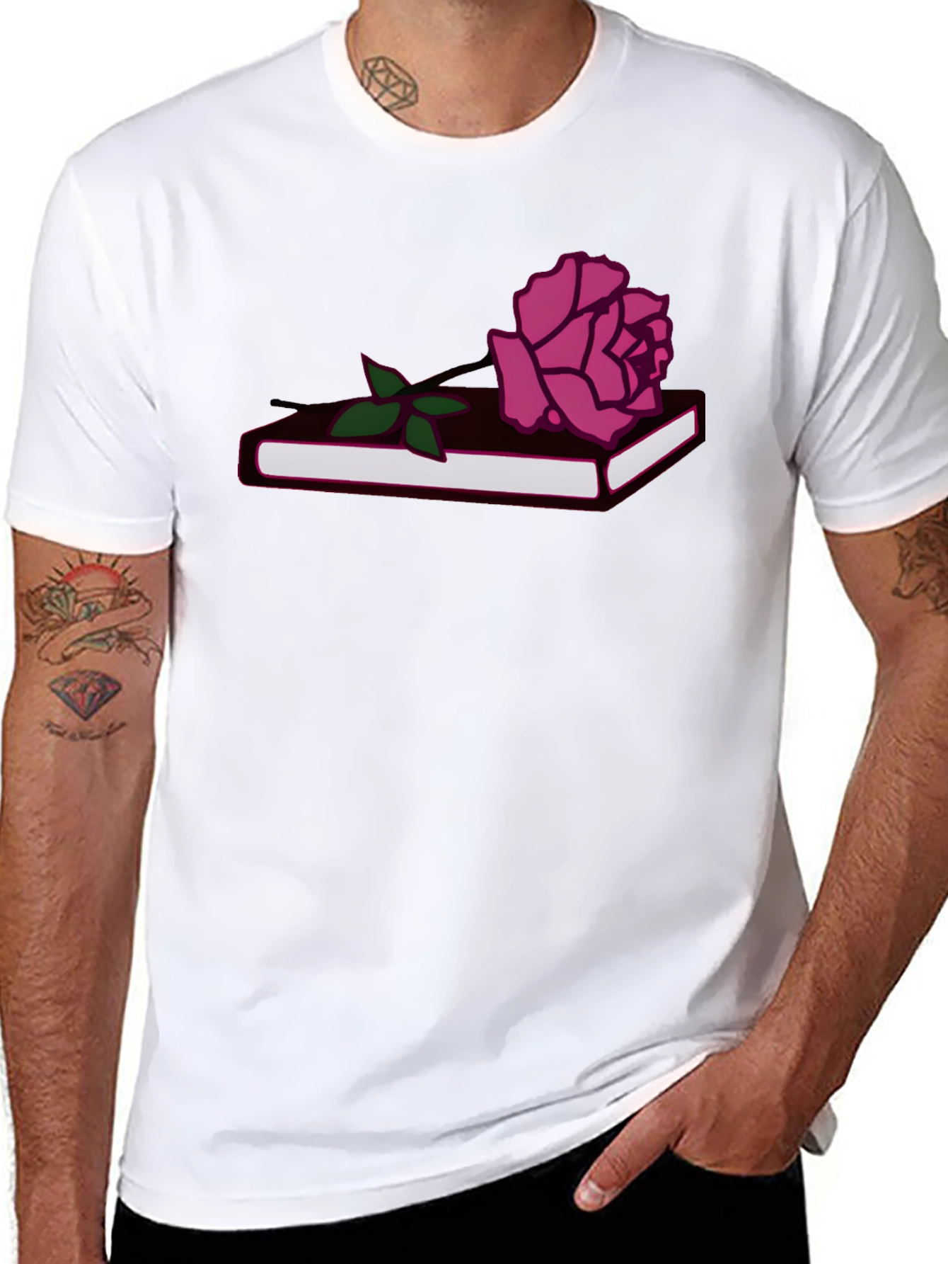Rose on Book Graphic Tee - Stylish Comfort