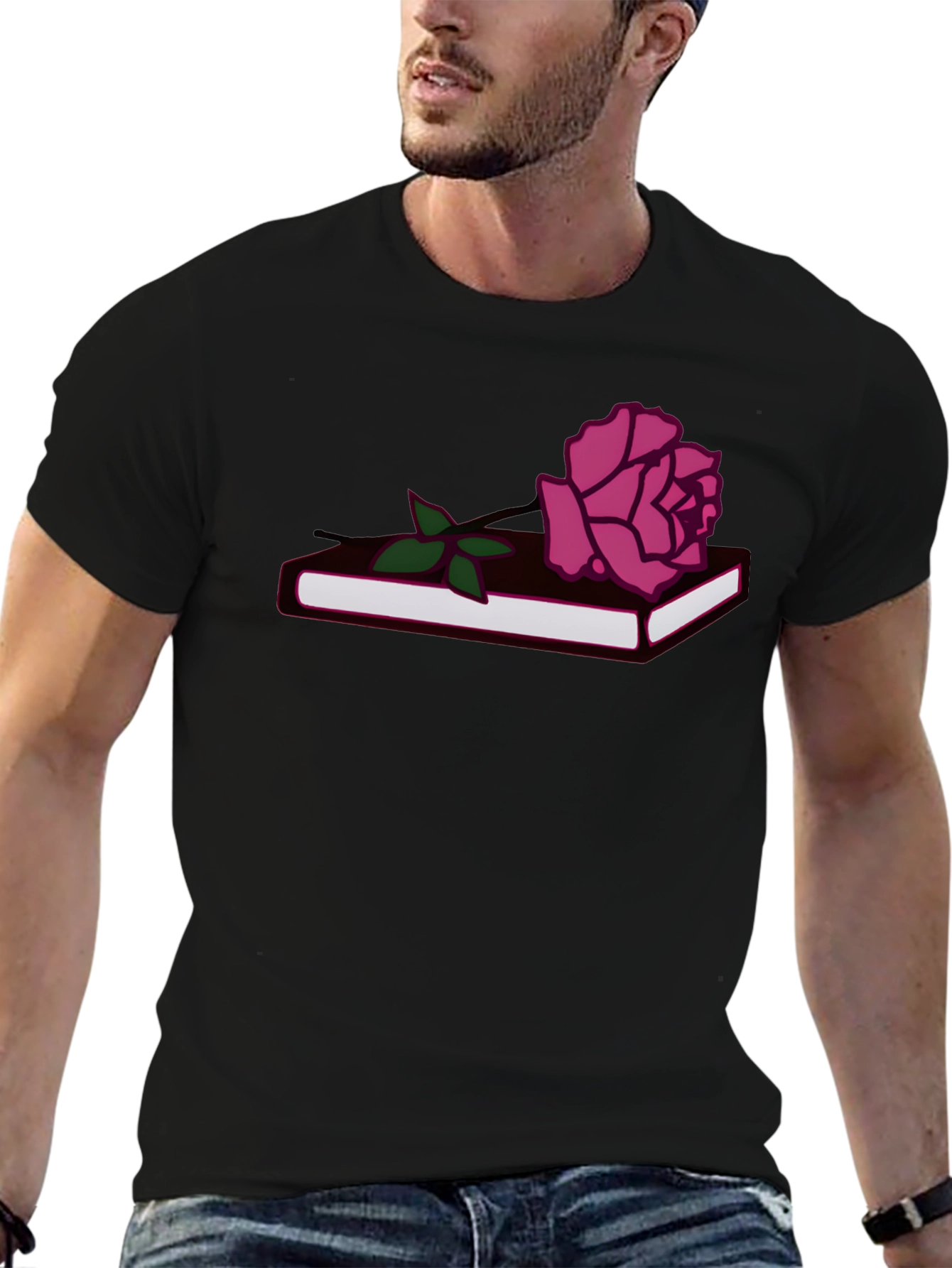 Rose on Book Graphic Tee - Stylish Comfort