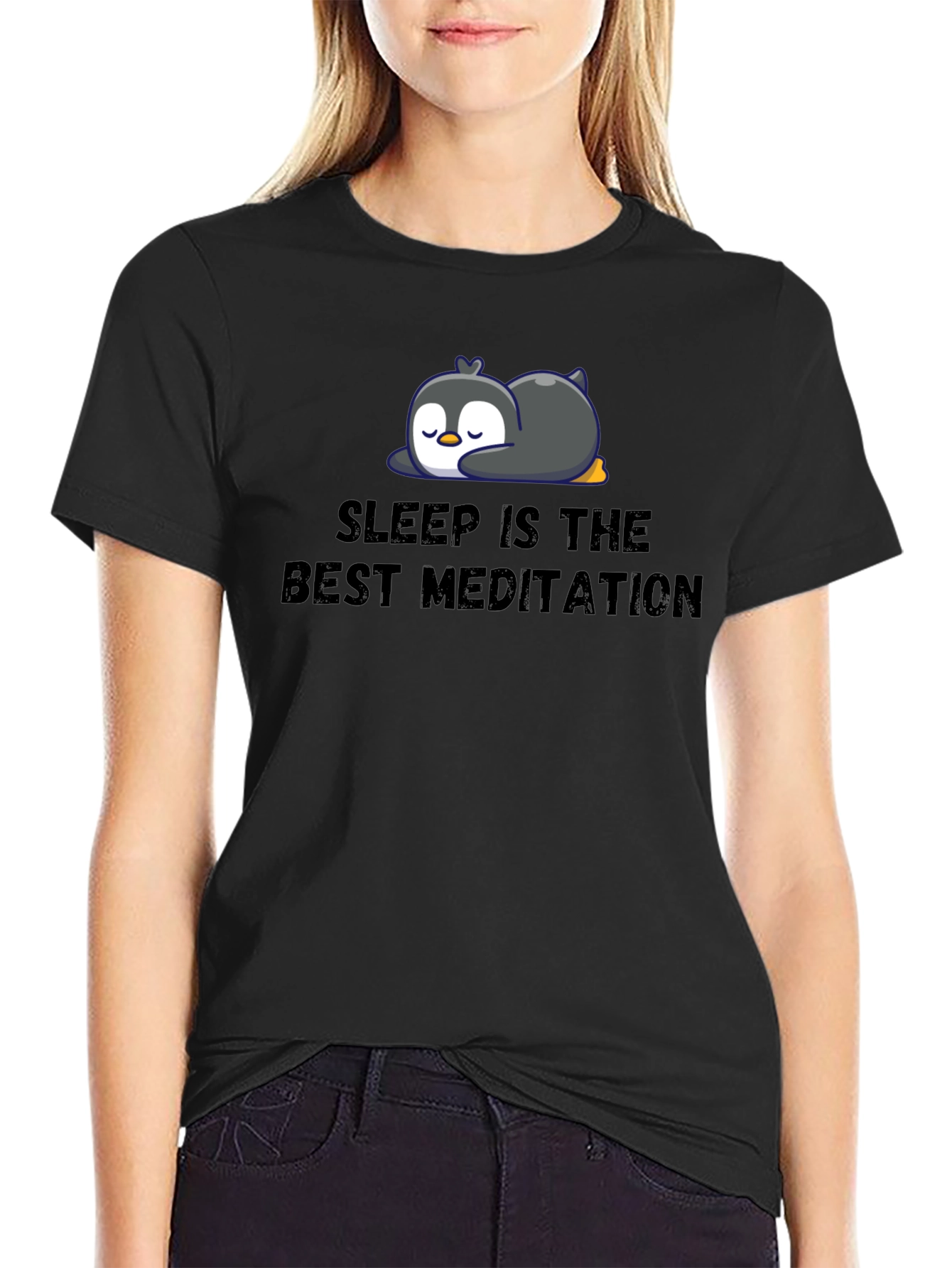 Sleep Is The Best Meditation Penguin T-Shirt