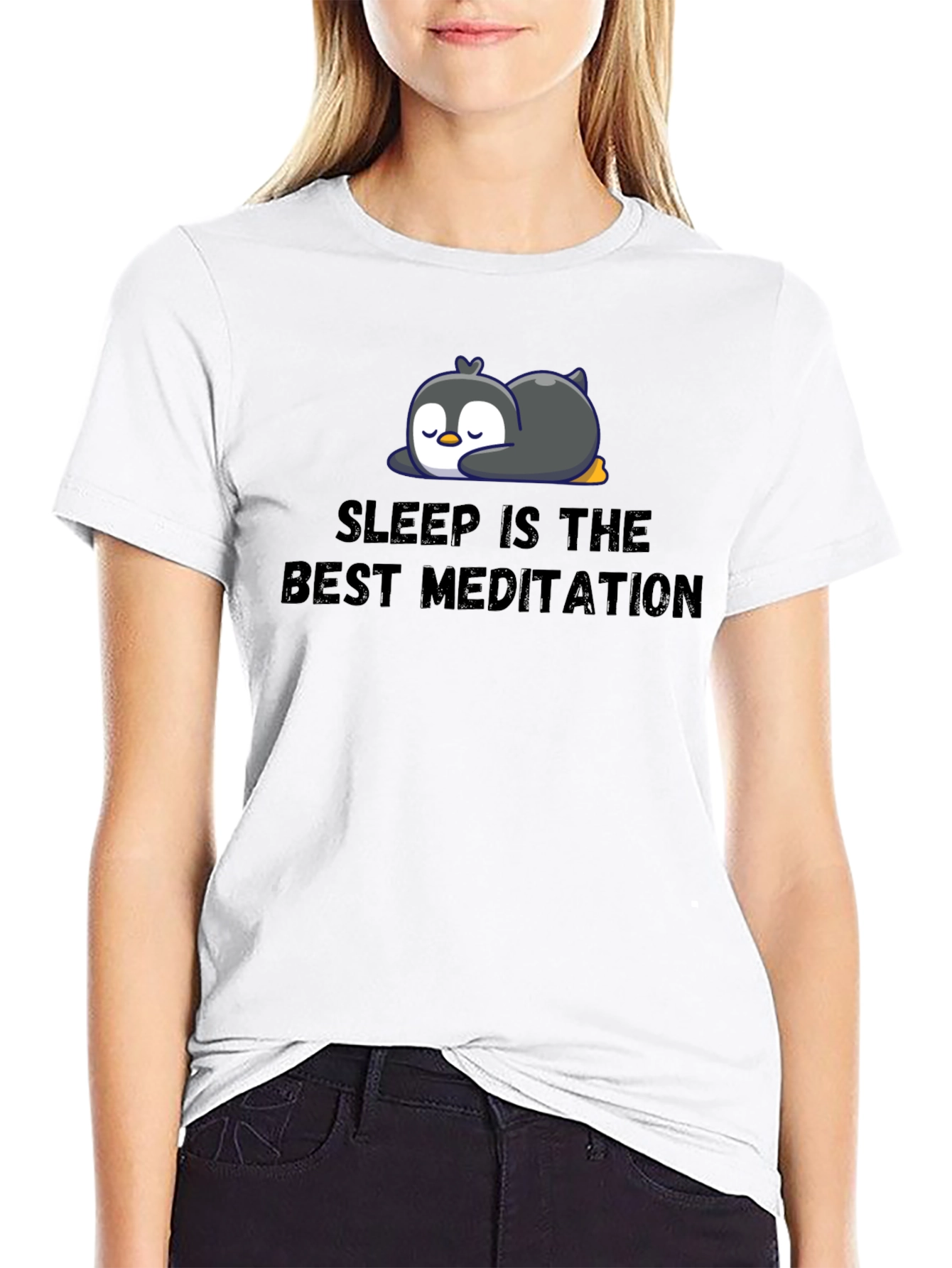 Sleep Is The Best Meditation Penguin T-Shirt