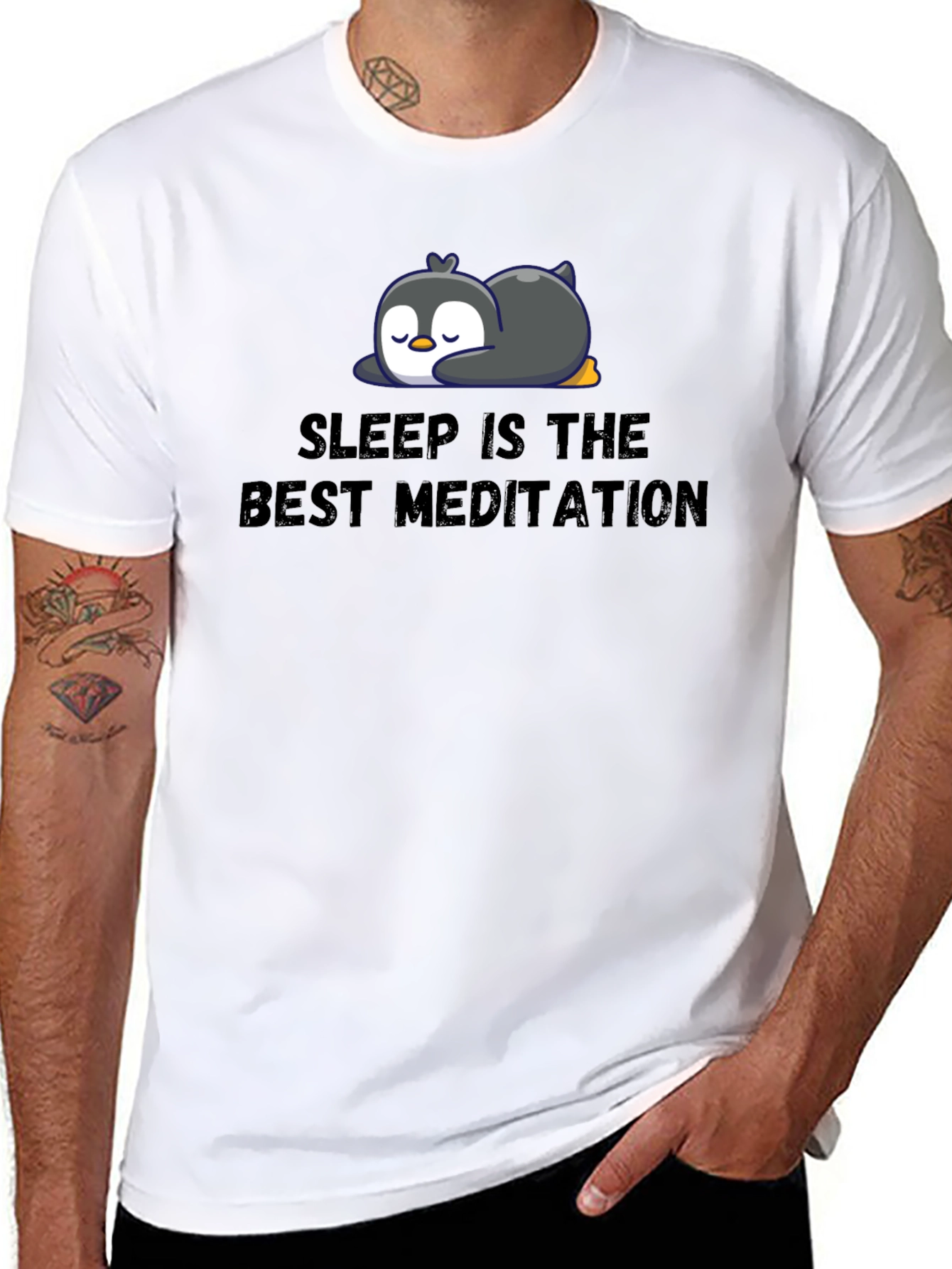Sleep Is The Best Meditation Penguin T-Shirt