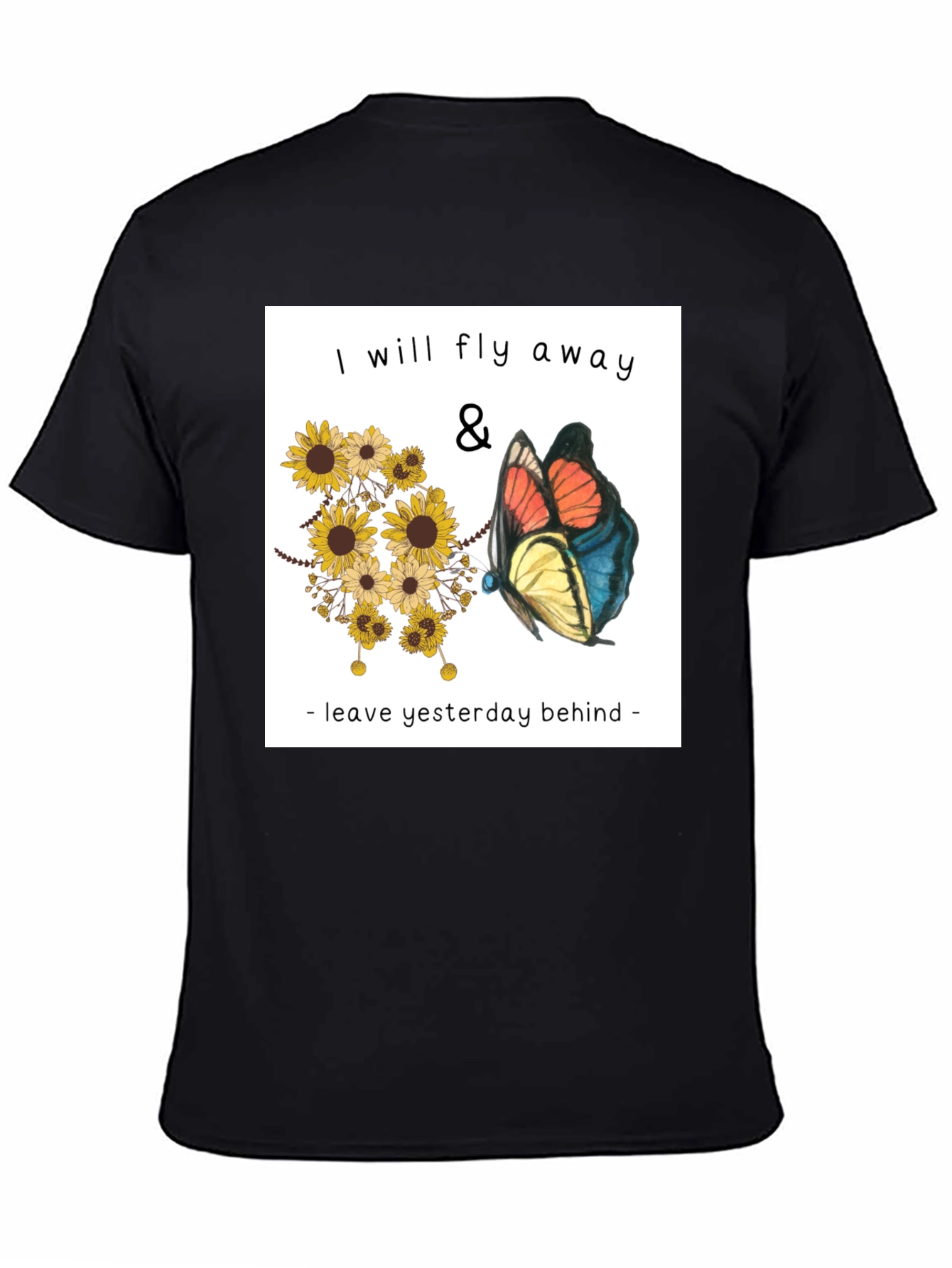 Fly Away Graphic Tee - Sunflowers & Butterfly