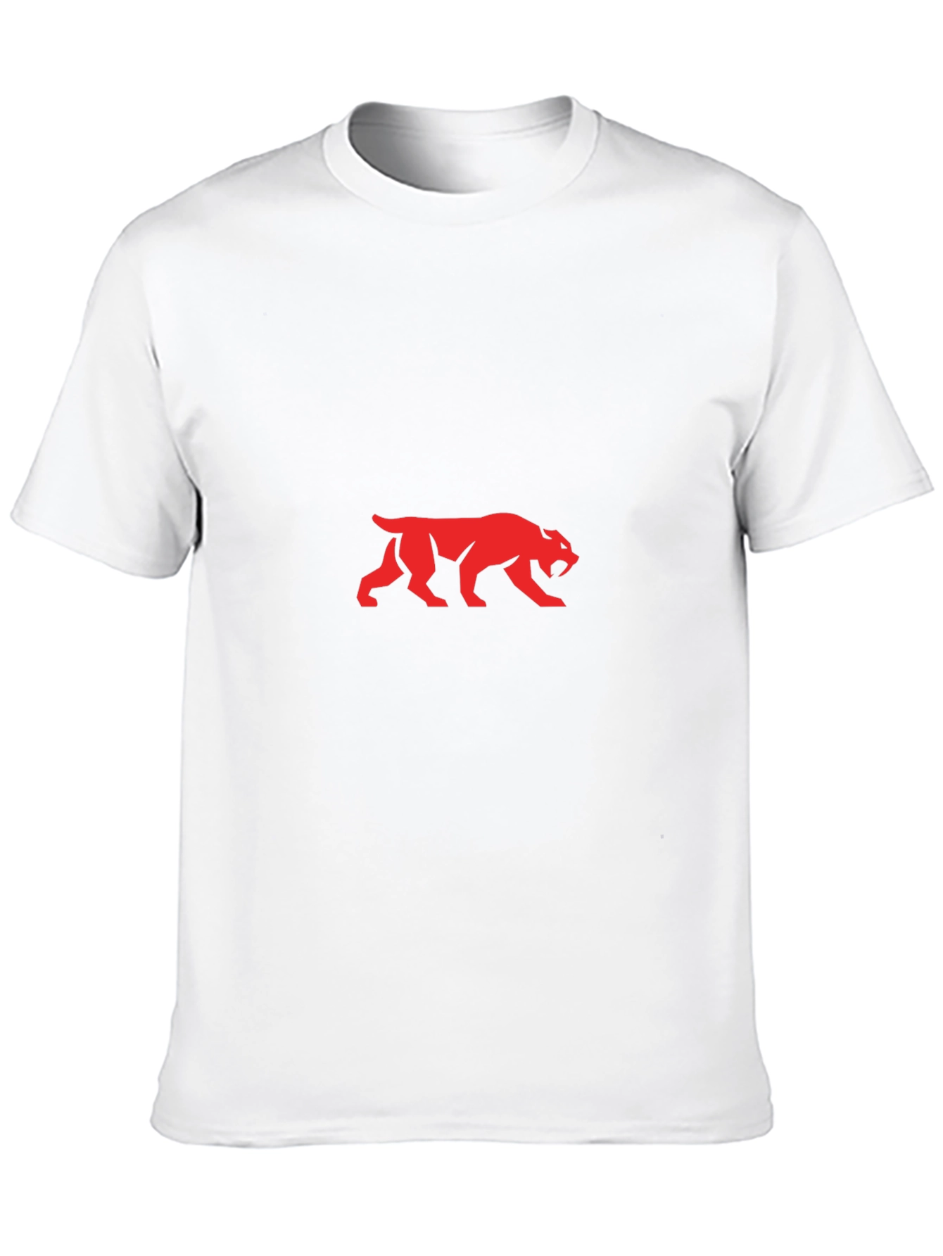 Red Saber-Toothed Cat Graphic Black T-Shirt