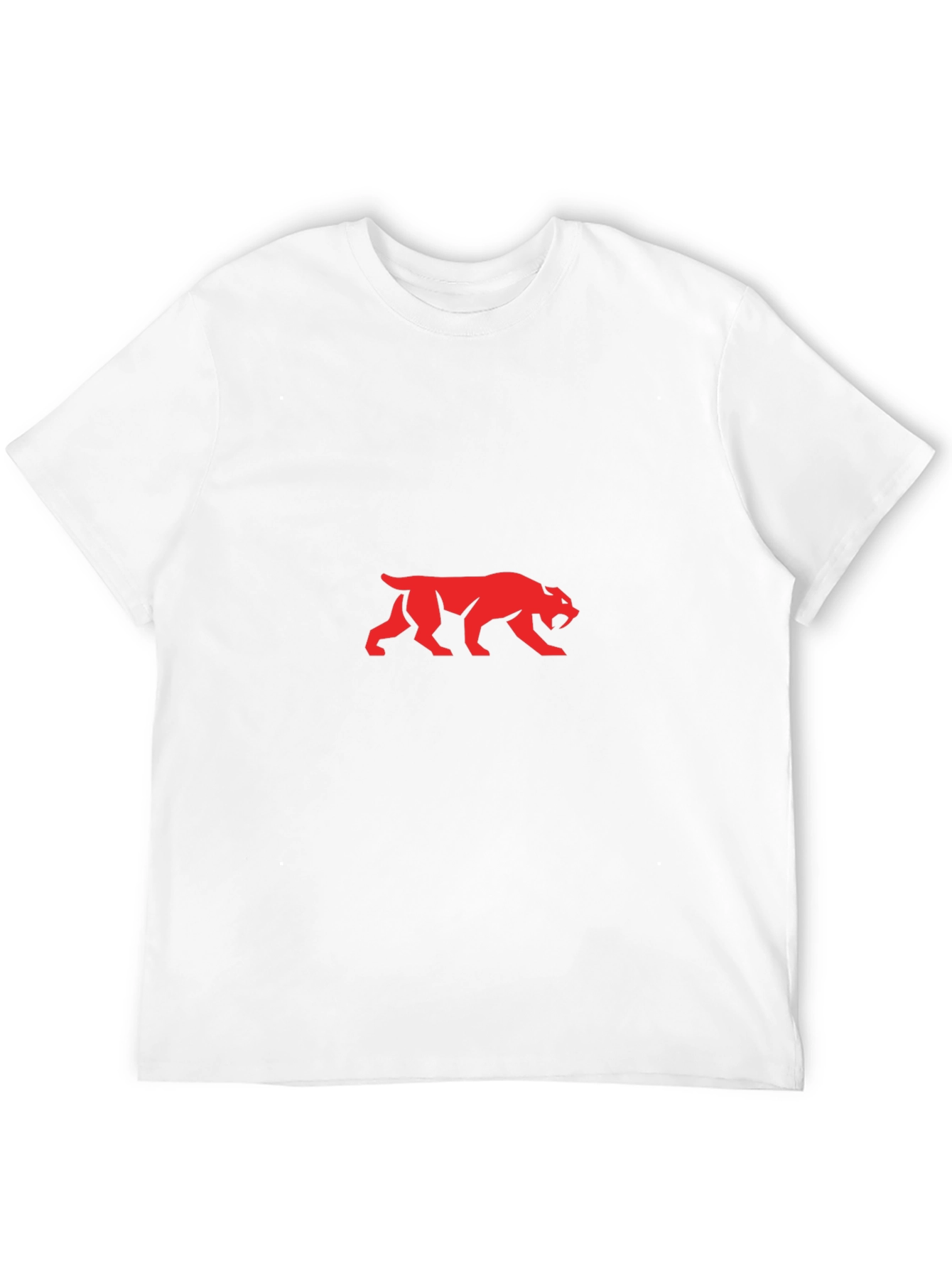 Red Saber-Toothed Cat Graphic Black T-Shirt