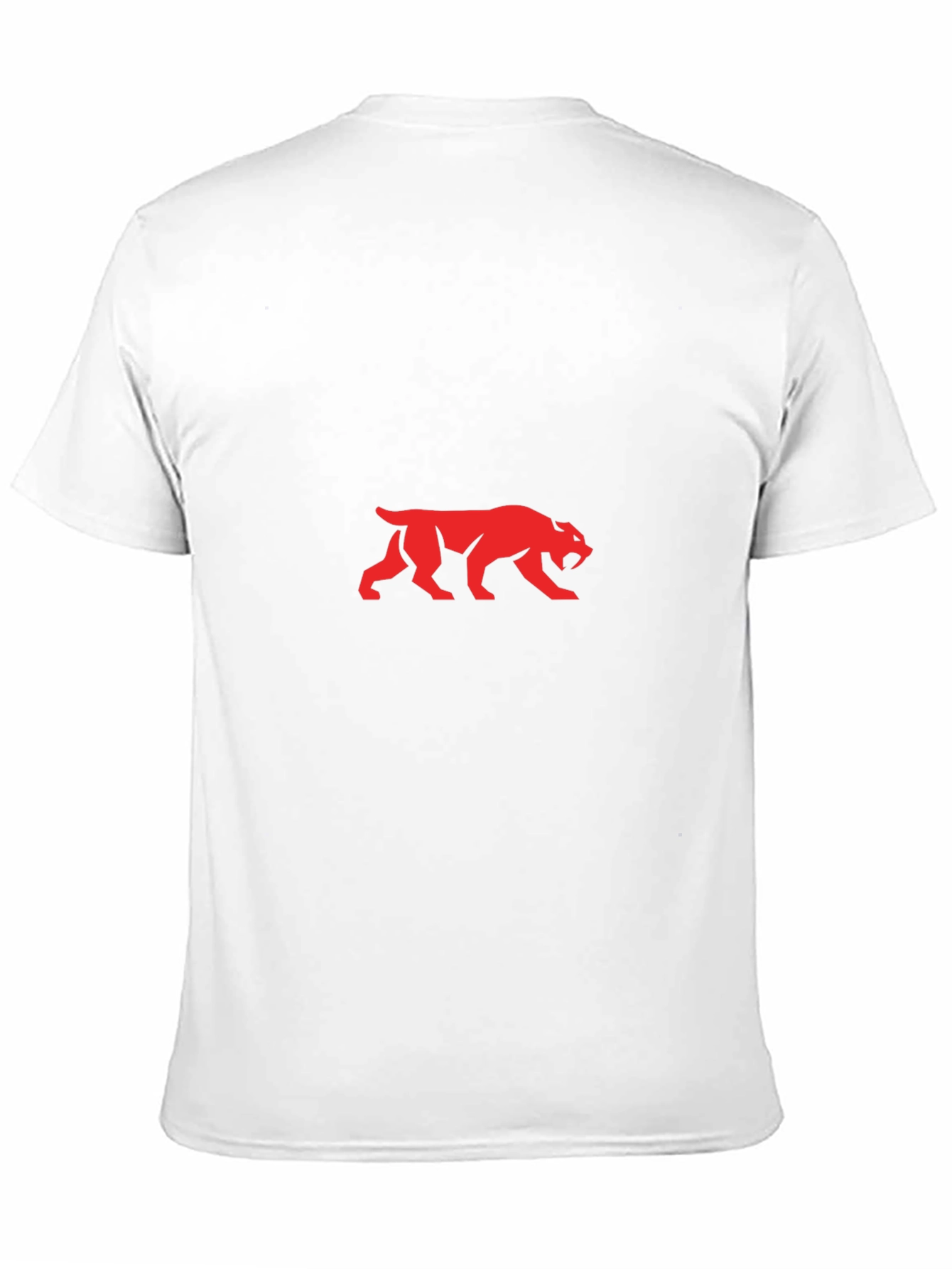 Red Saber-Toothed Cat Graphic Black T-Shirt