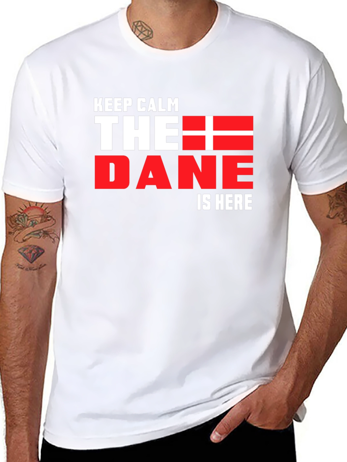 Keep Calm The Dane is Here Black T-Shirt