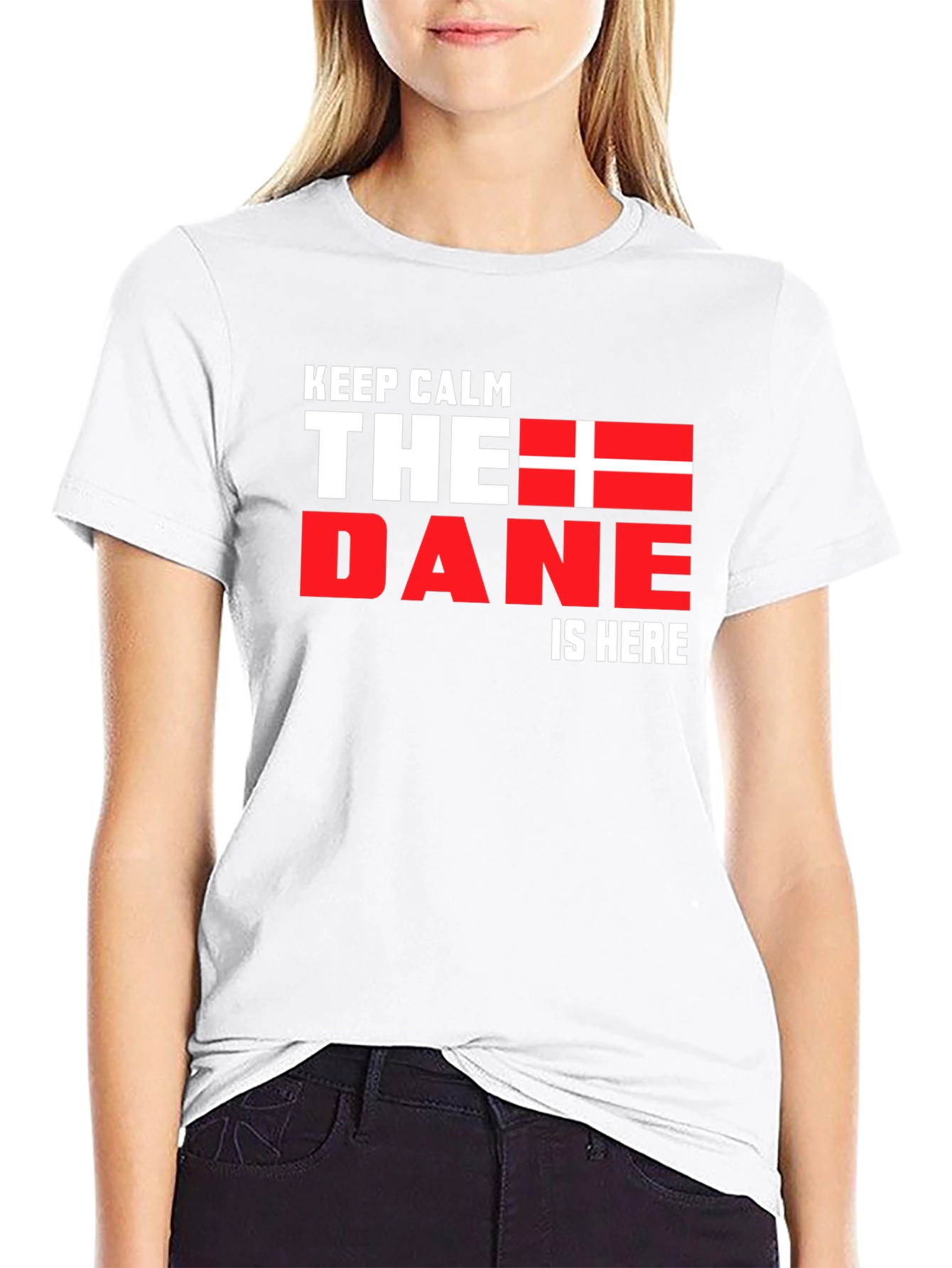 Keep Calm The Dane is Here Black T-Shirt