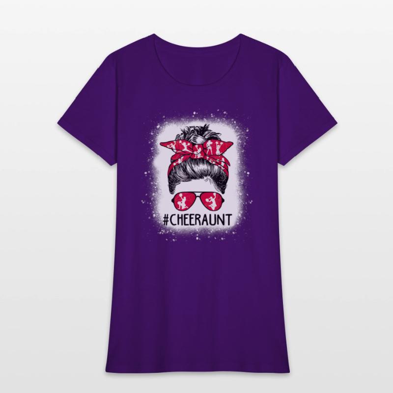 Cheer Aunt Life Messy Bun Cheerleader Bleached Mo