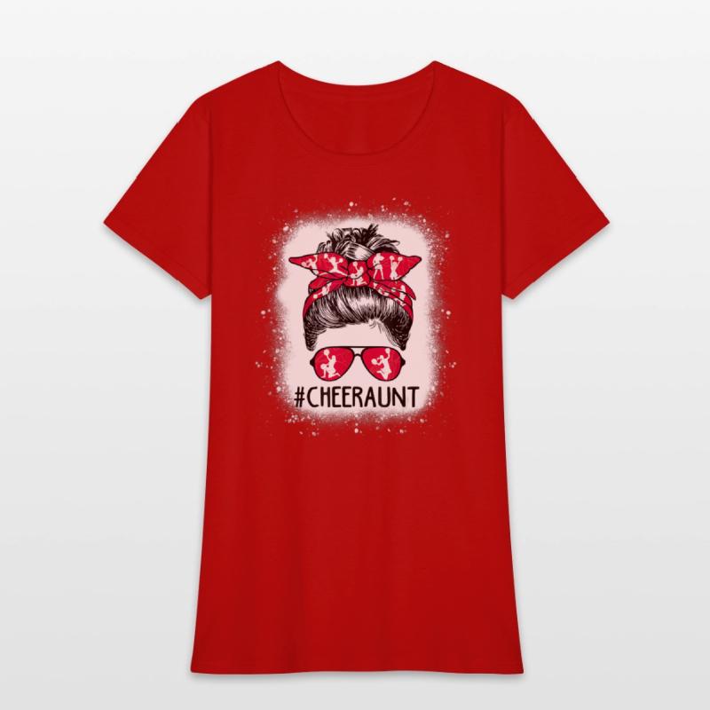 Cheer Aunt Life Messy Bun Cheerleader Bleached Mo