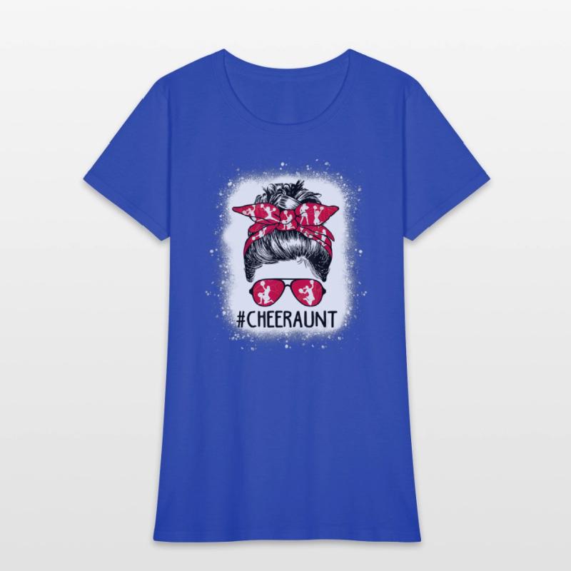 Cheer Aunt Life Messy Bun Cheerleader Bleached Mo