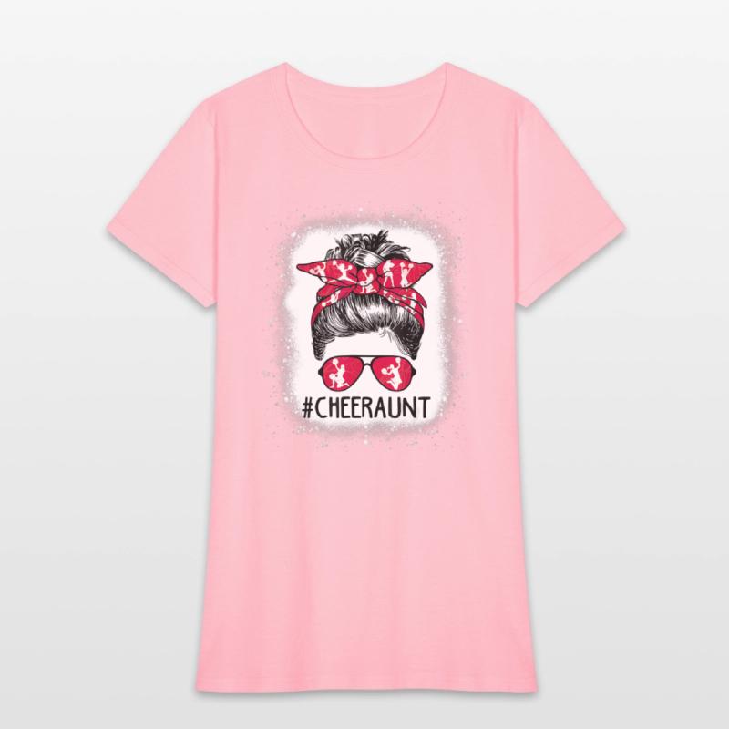 Cheer Aunt Life Messy Bun Cheerleader Bleached Mo