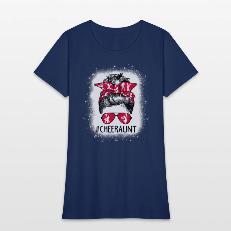 Cheer Aunt Life Messy Bun Cheerleader Bleached Mo